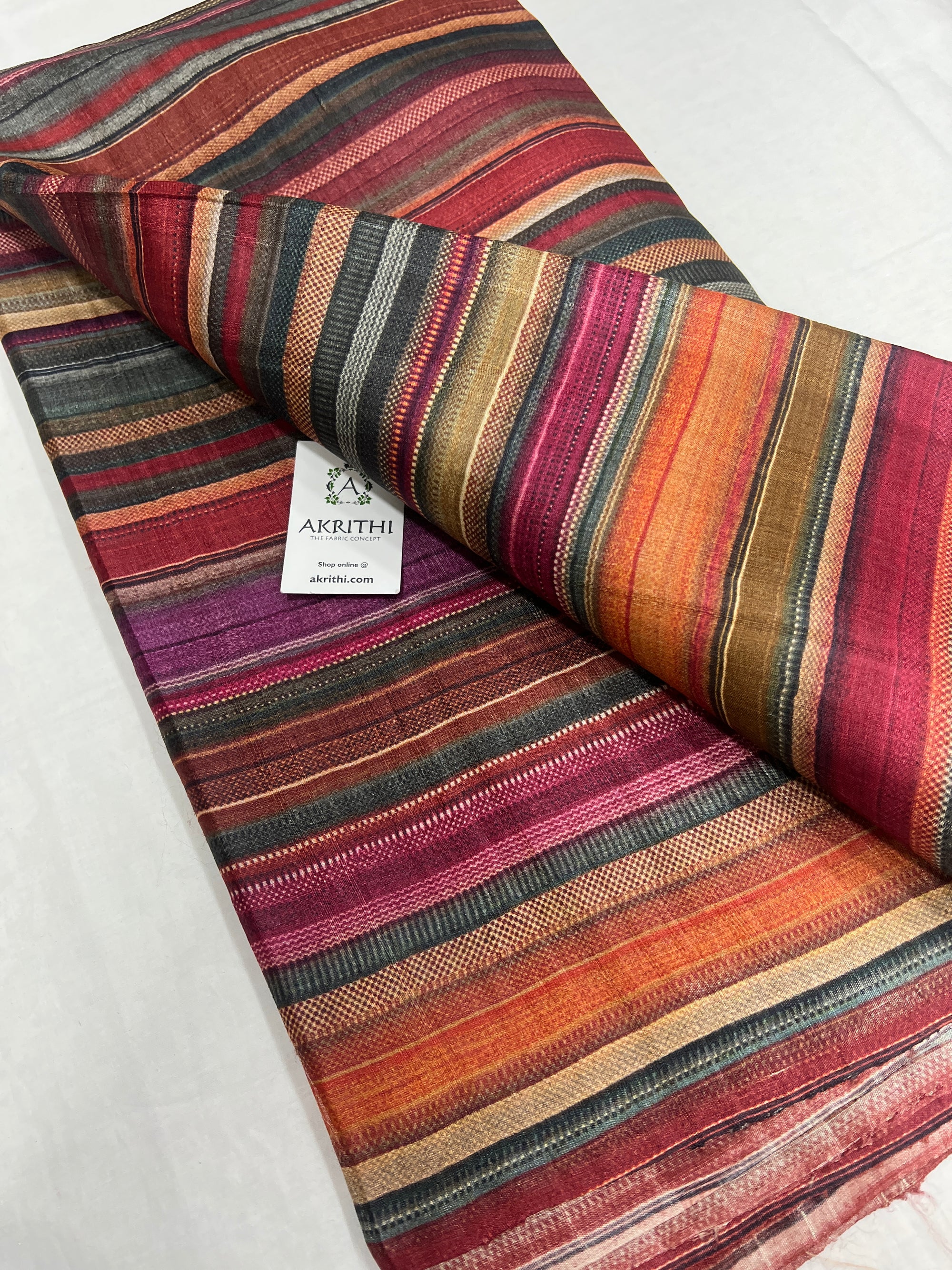 Digital Printed handloom pure tussar silk fabric