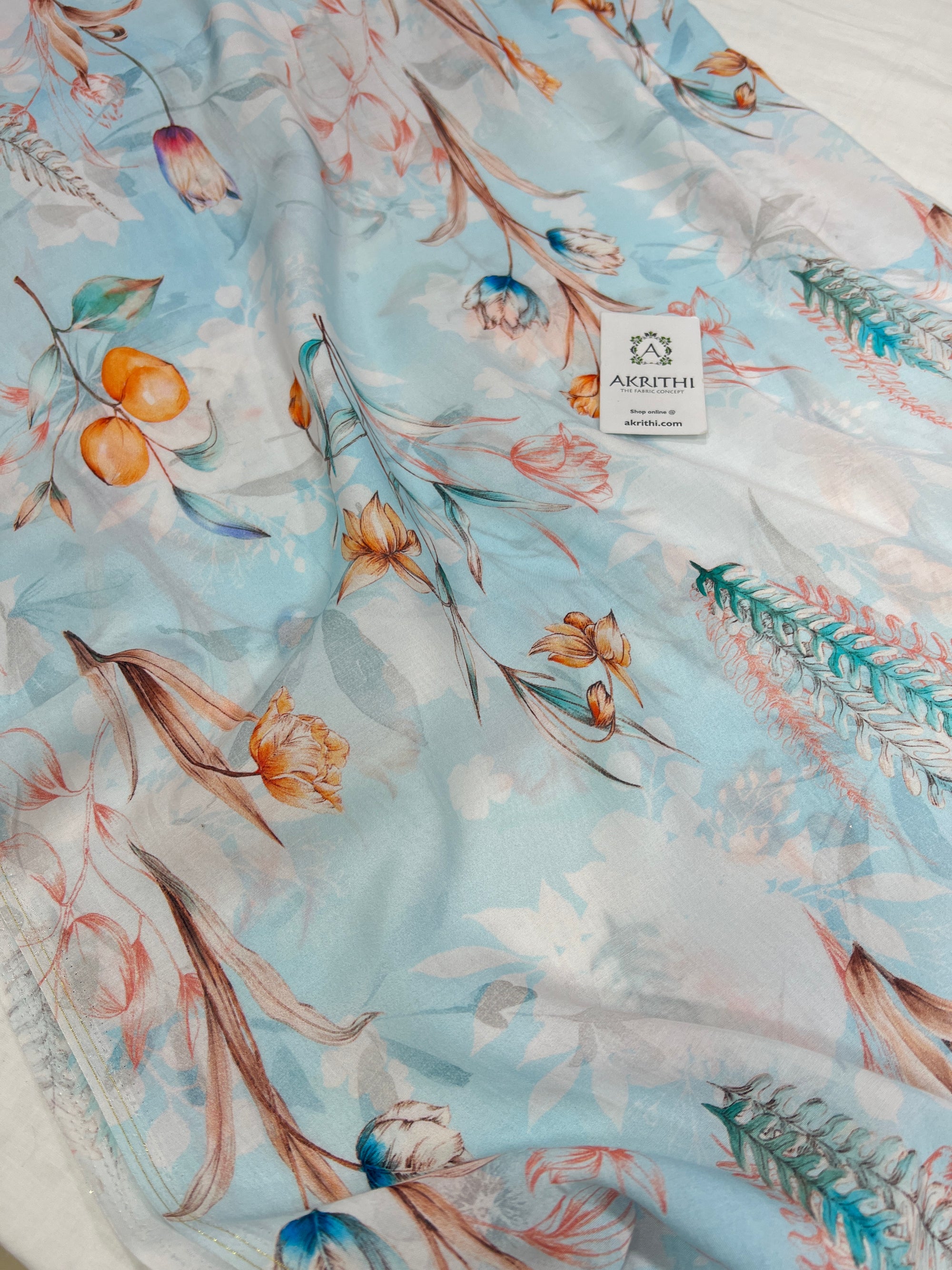 Printed pure muslin fabric