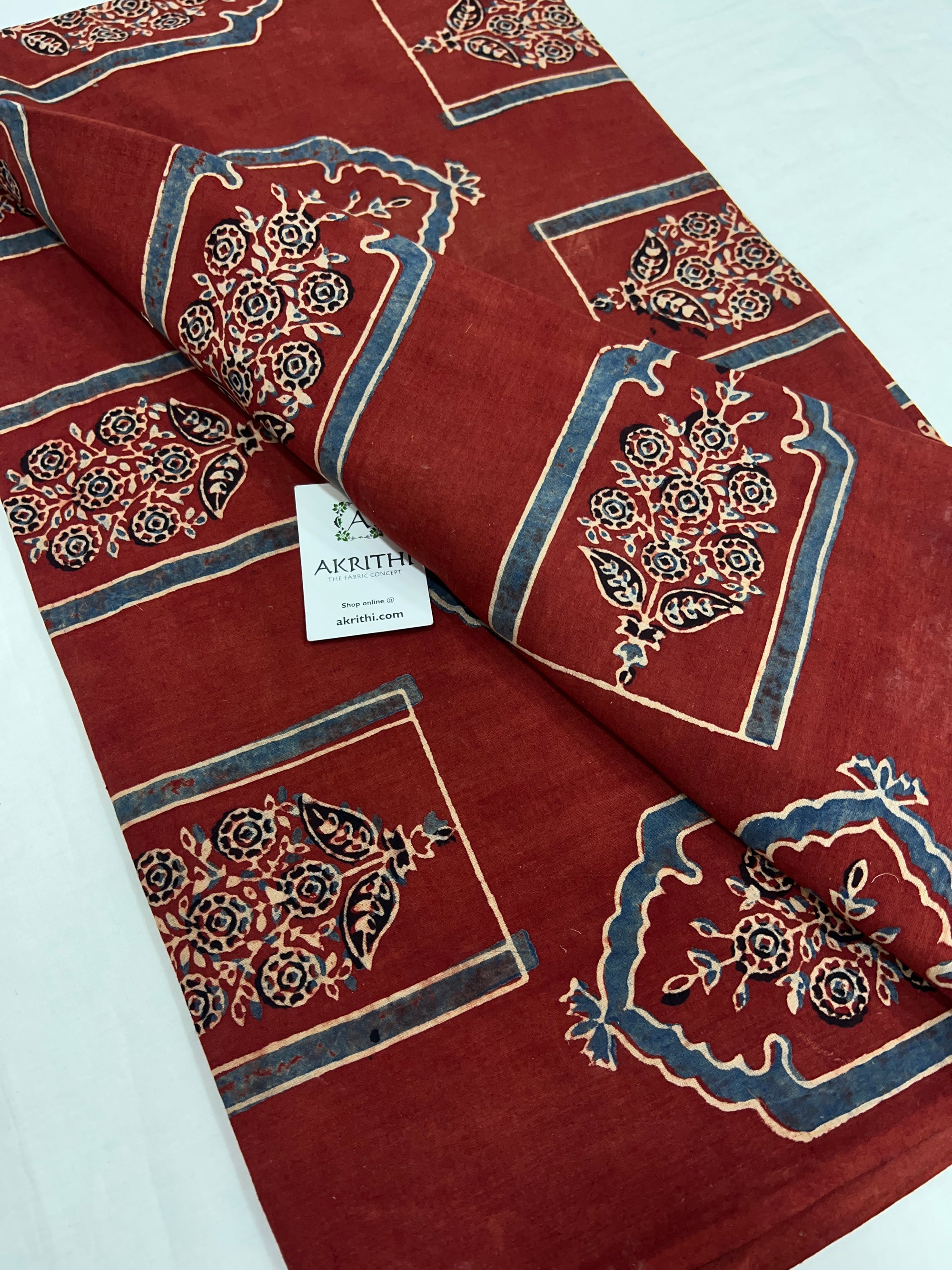 Ajrakh Printed pure cotton fabric