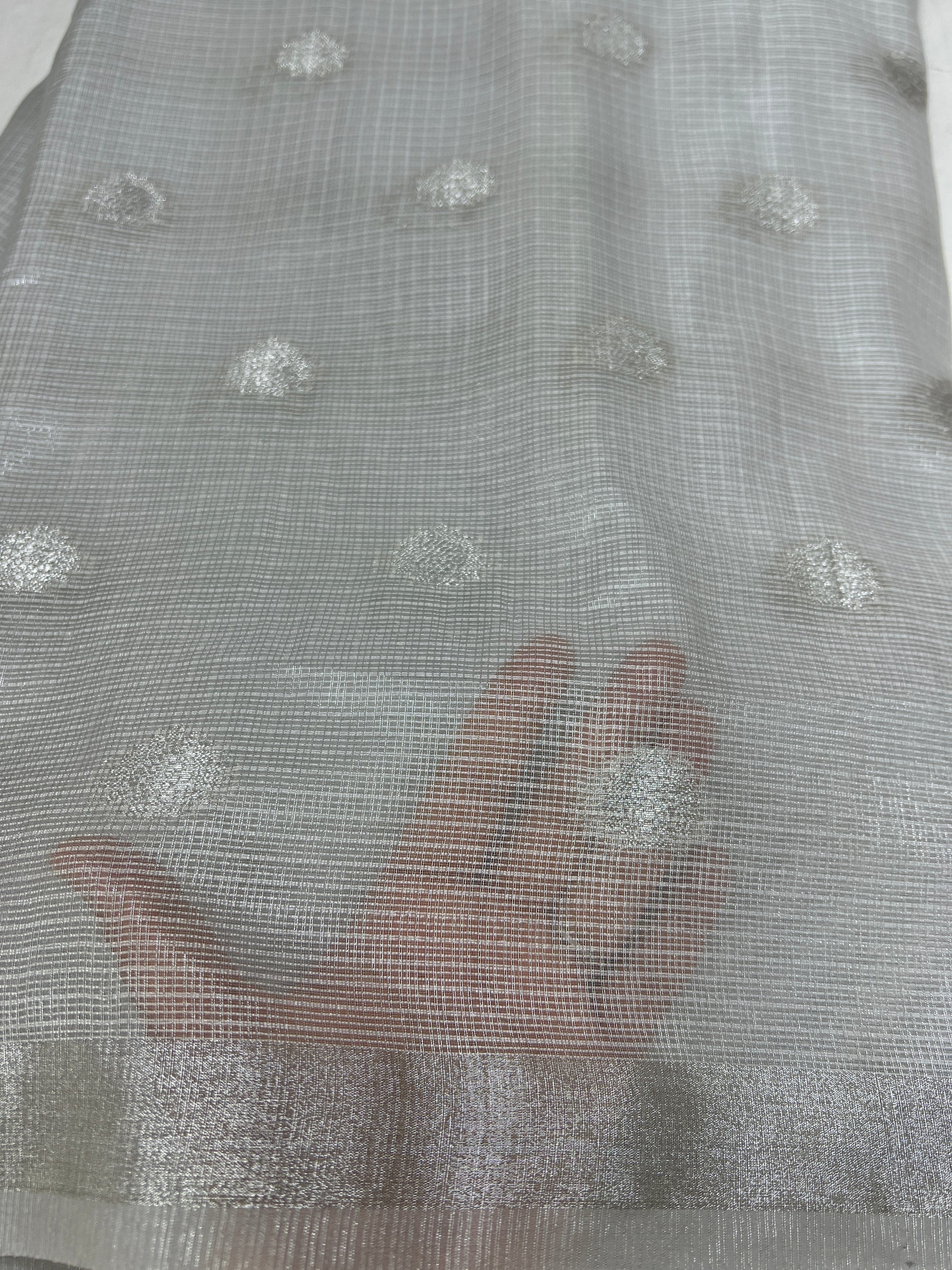 Dyeable Banarasi woven Kota tissue fabric