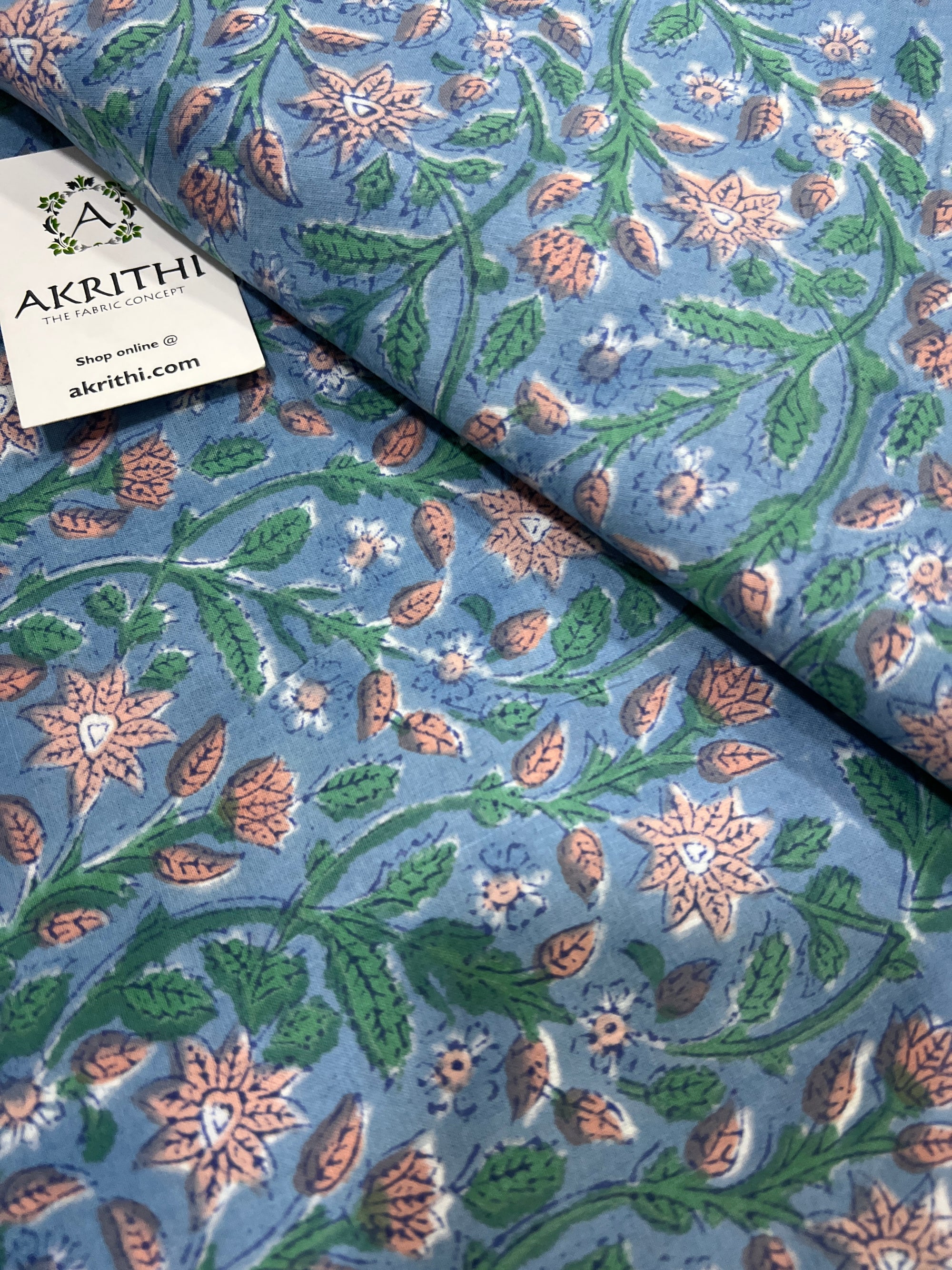 Hand block Printed pure cotton fabric