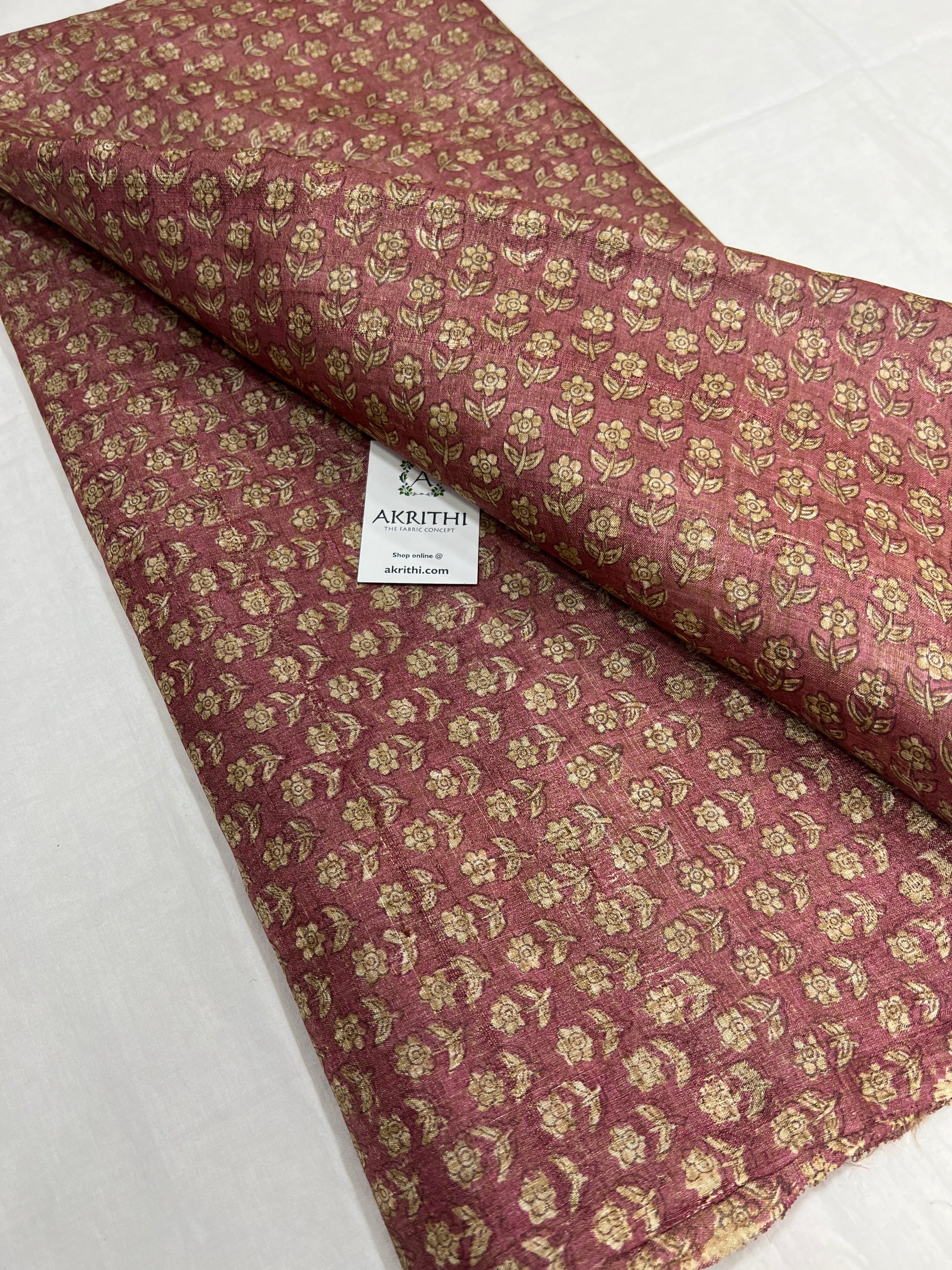 Hand block Printed handloom pure tussar silk fabric