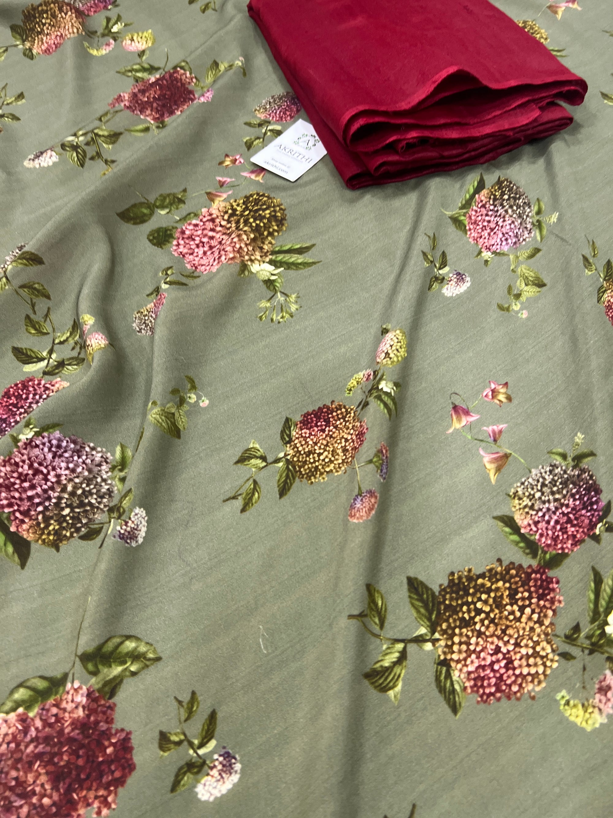 Digital printed pure silk crepe saree with blouse