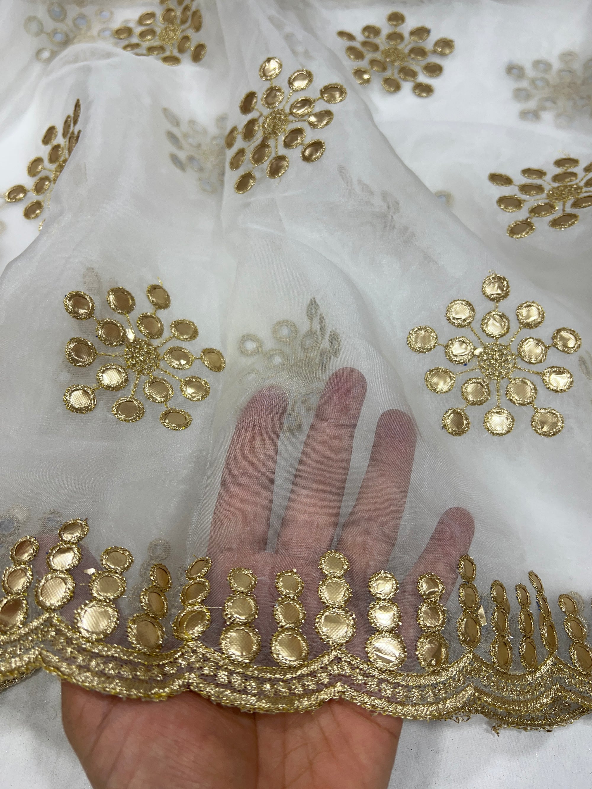 Dyeable Embroidered organza dupatta