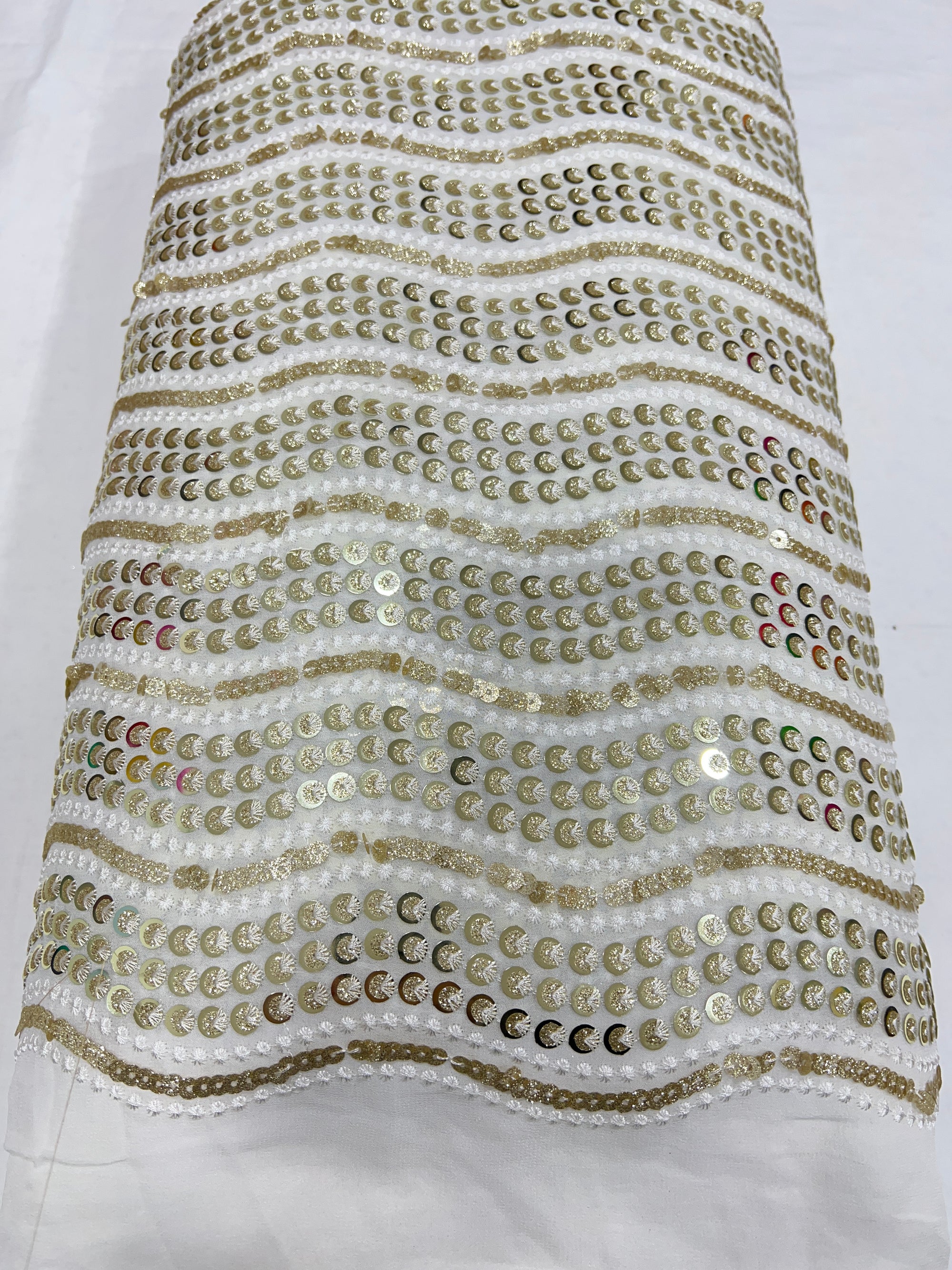 Embroidery on dyeable georgette fabric