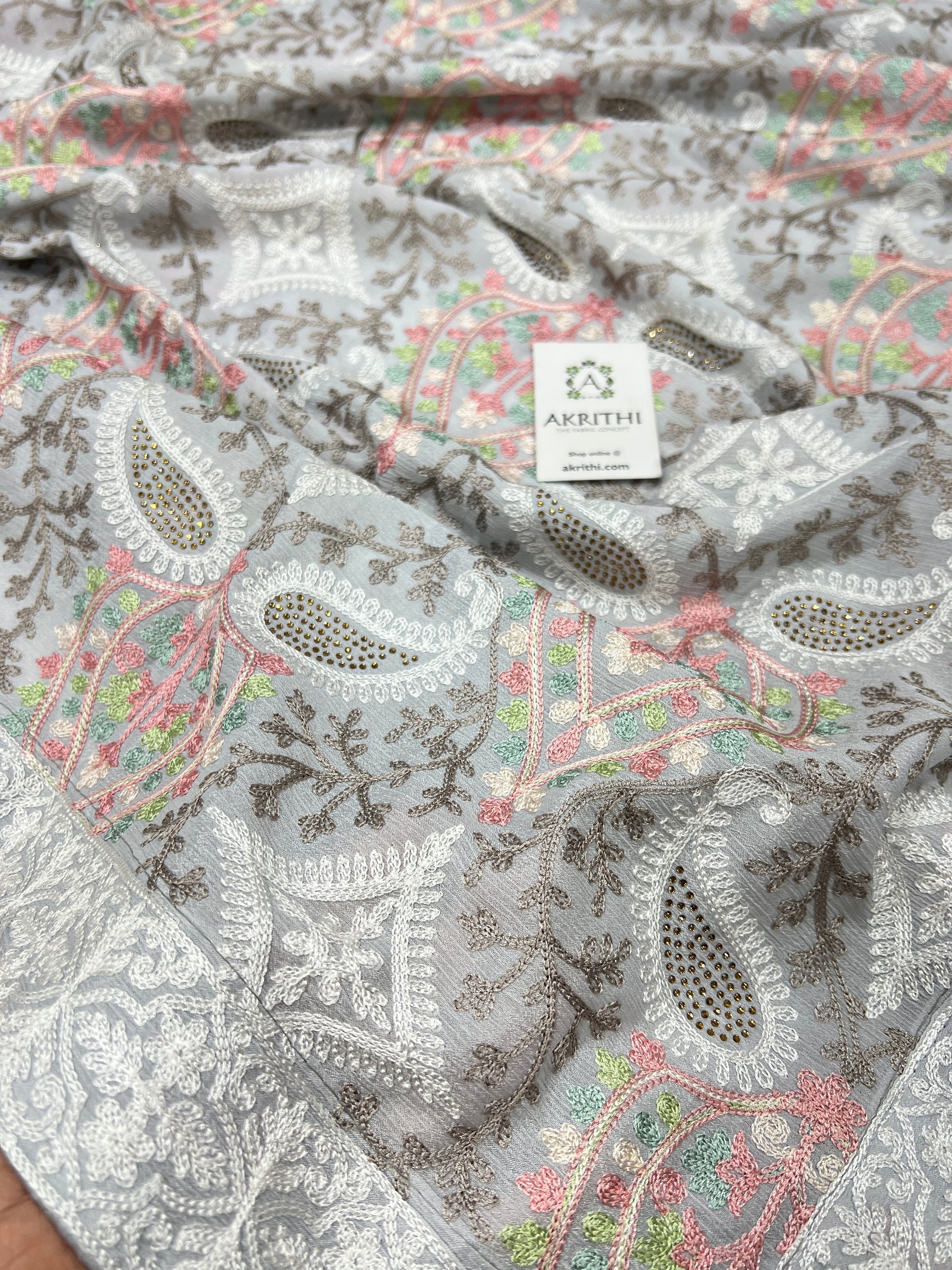 Embroidered chinon dupatta