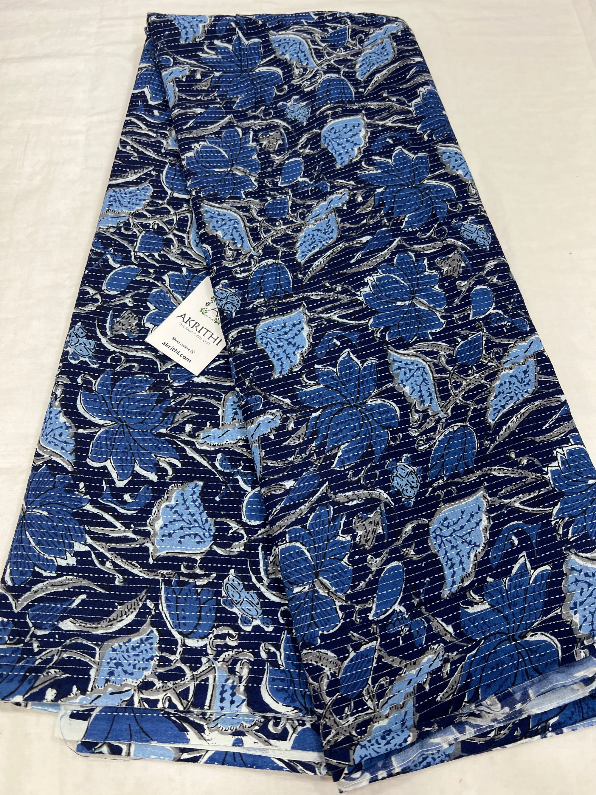 Printed Kantha pure cotton fabric