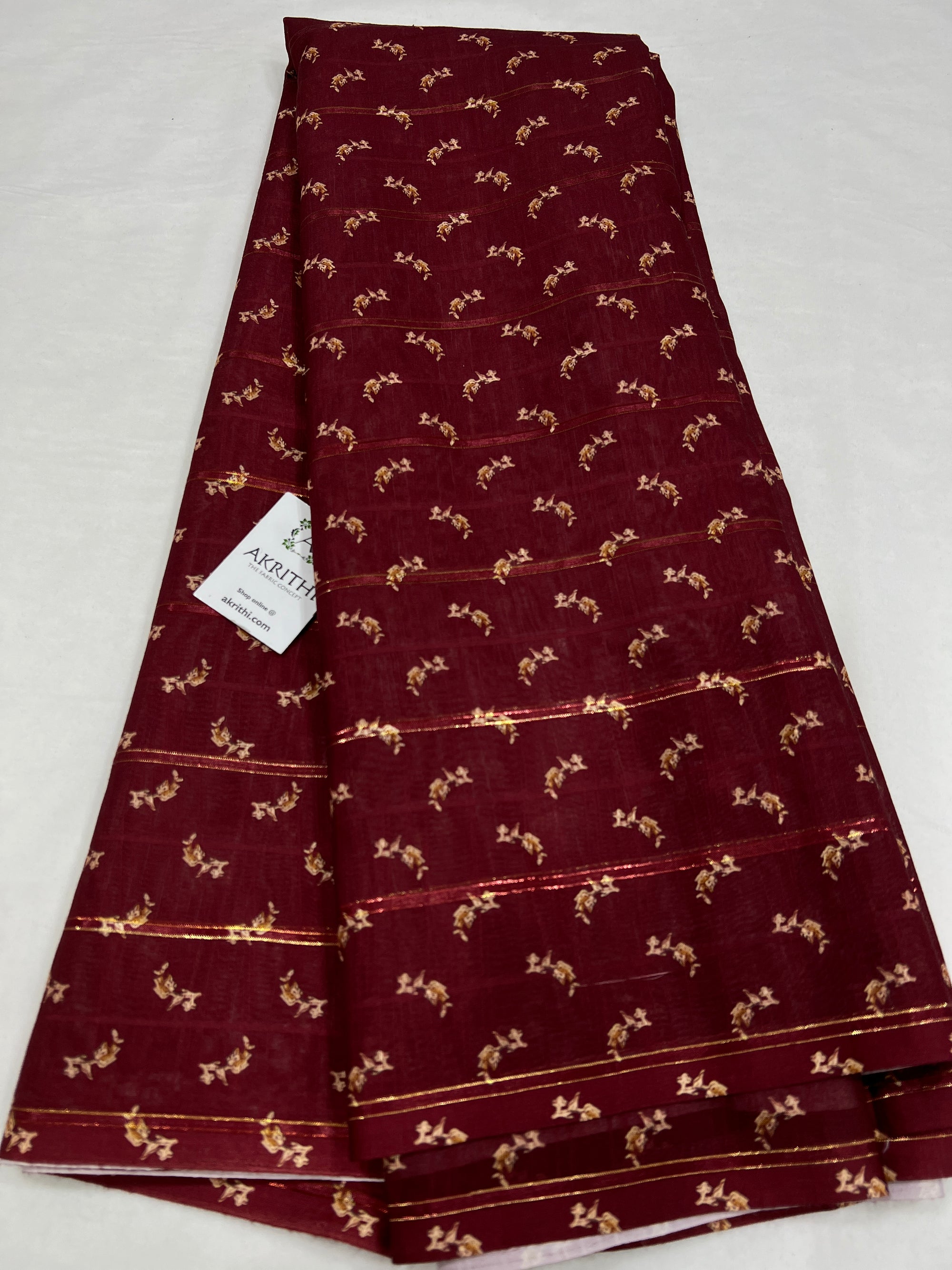 Digital printed munga fabric with Zari lines