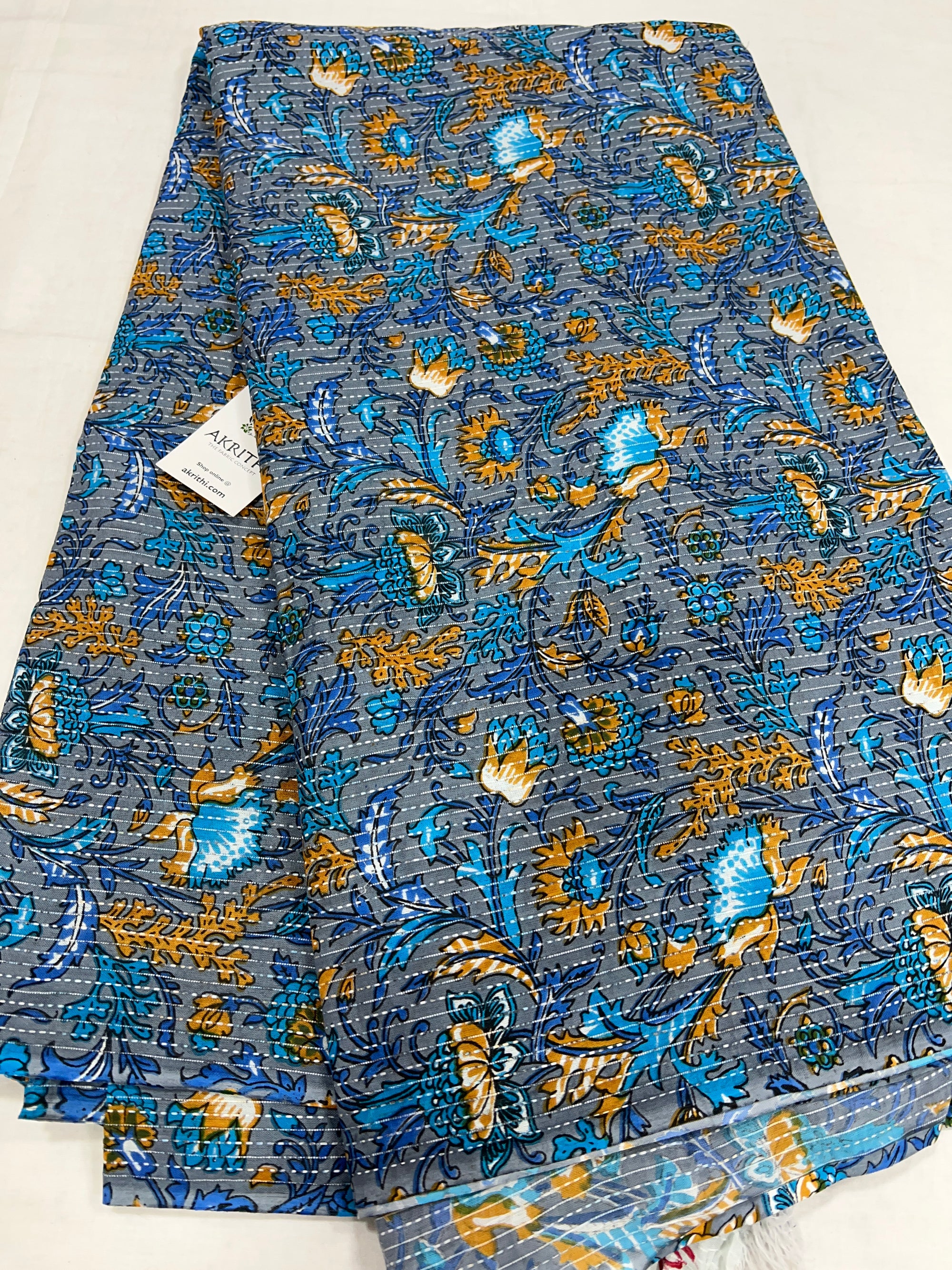 Printed Kantha pure cotton fabric