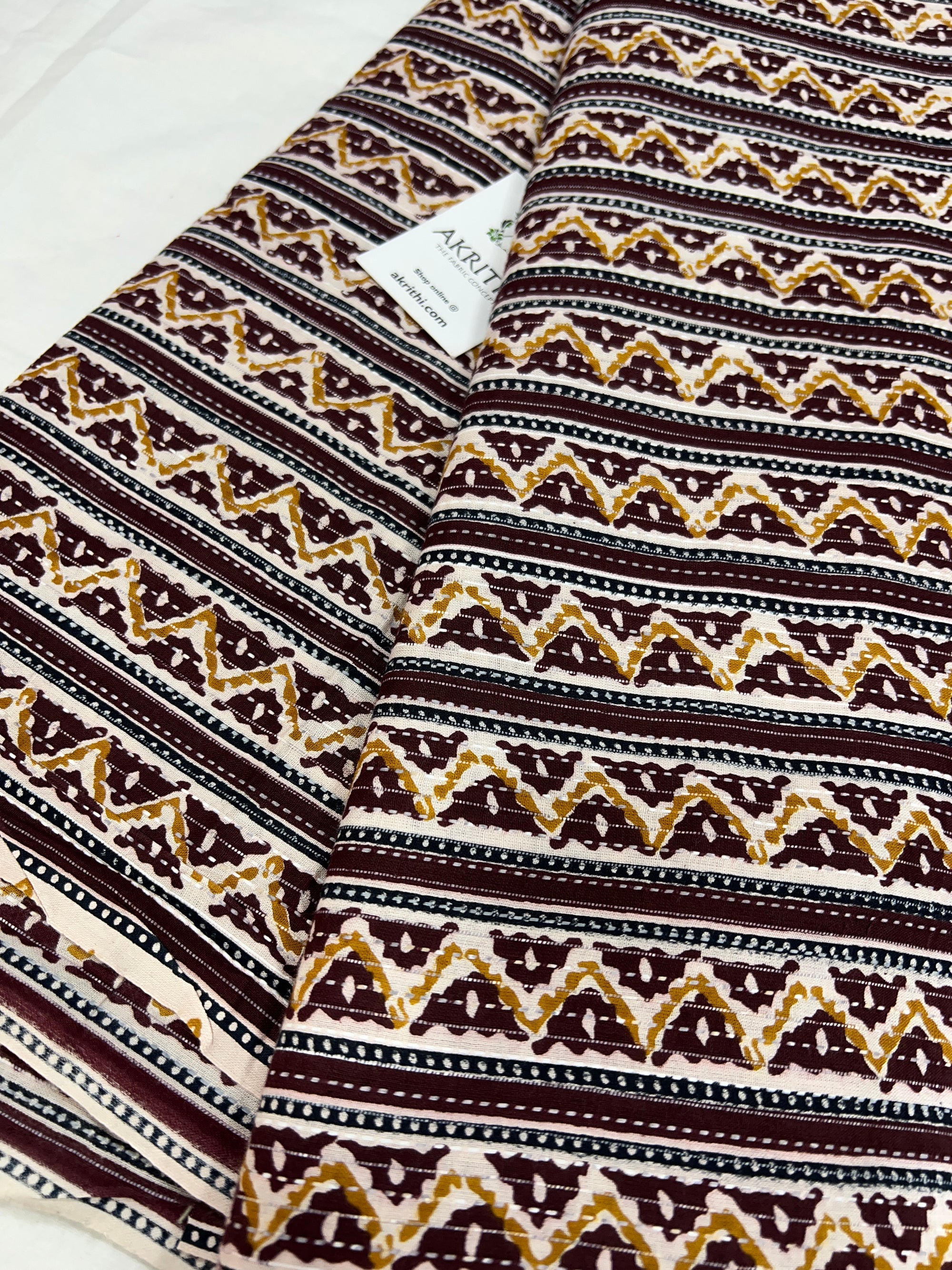 Printed Kantha pure cotton fabric