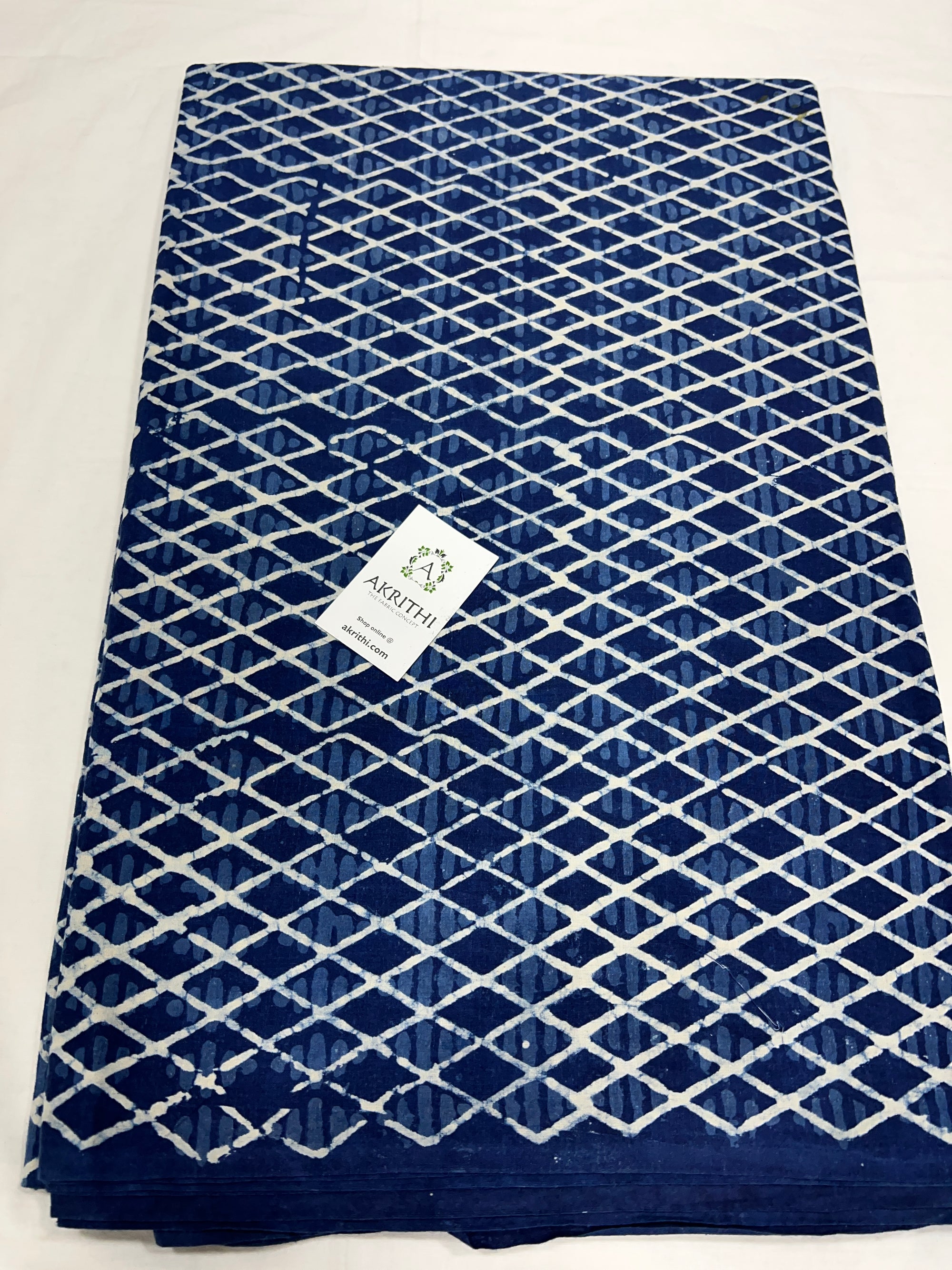 Indigo Printed pure cotton fabric