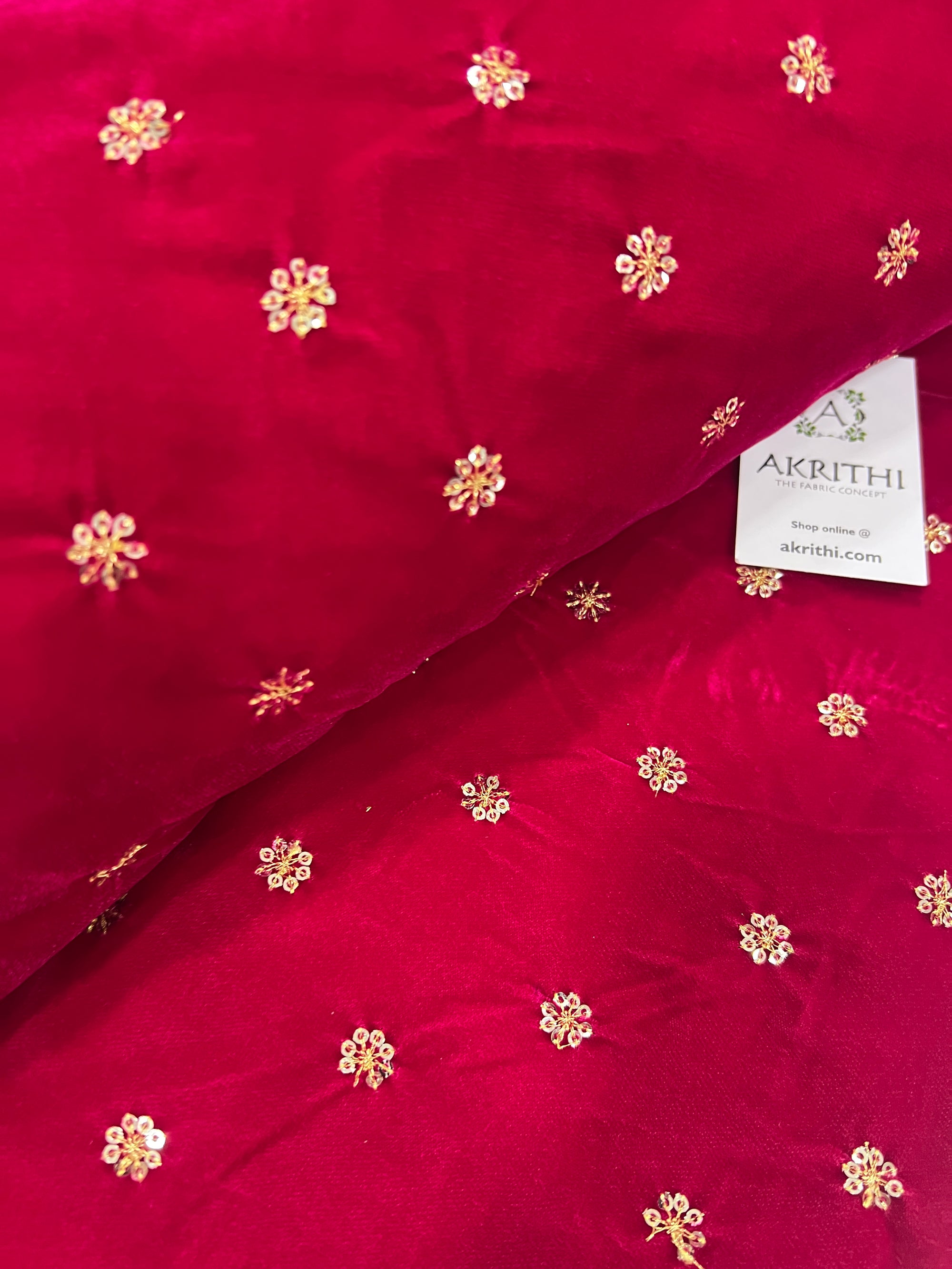 Embroidery on micro velvet fabric