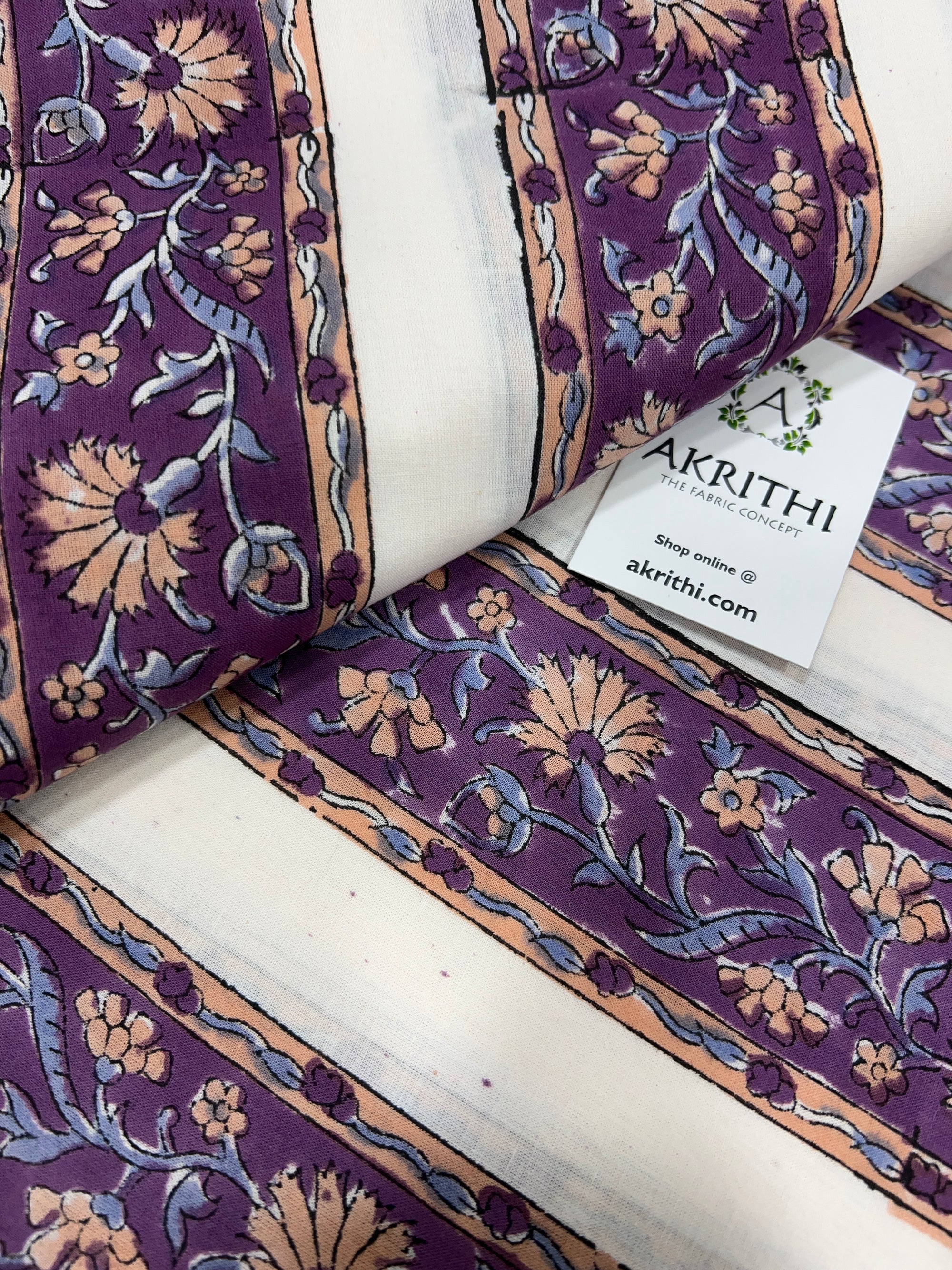 Hand block Printed pure cotton fabric