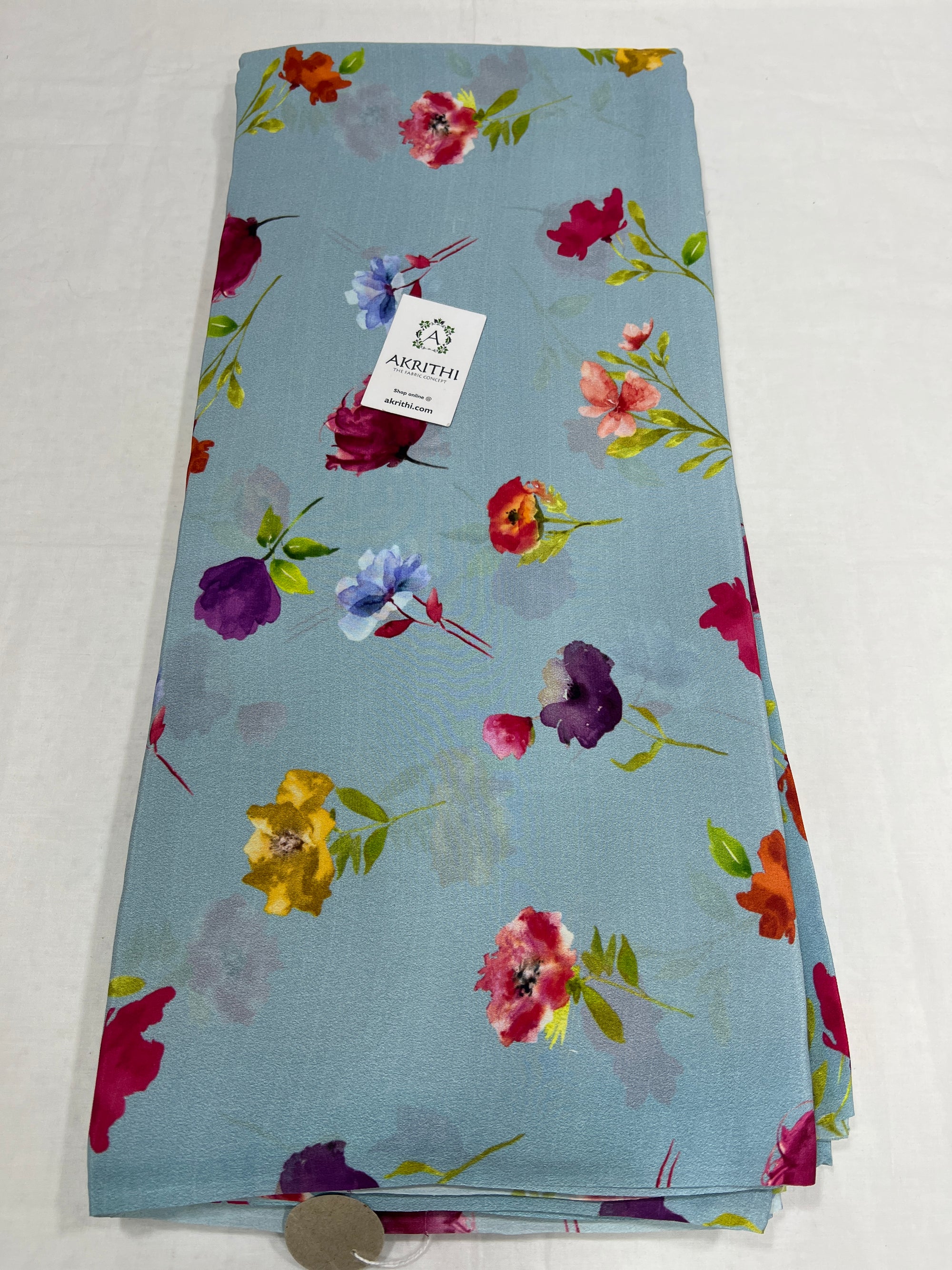 Digital floral printed pure silk crepe fabric