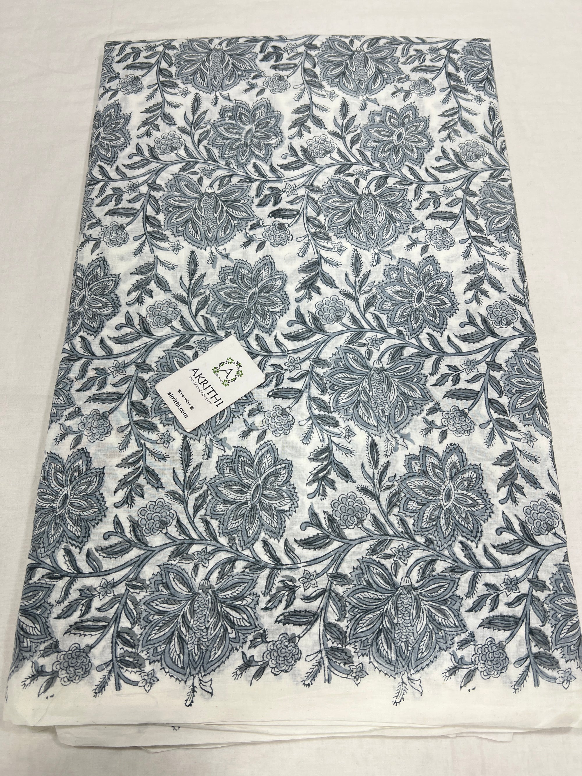 Hand block Printed pure cotton fabric 80 cms cut