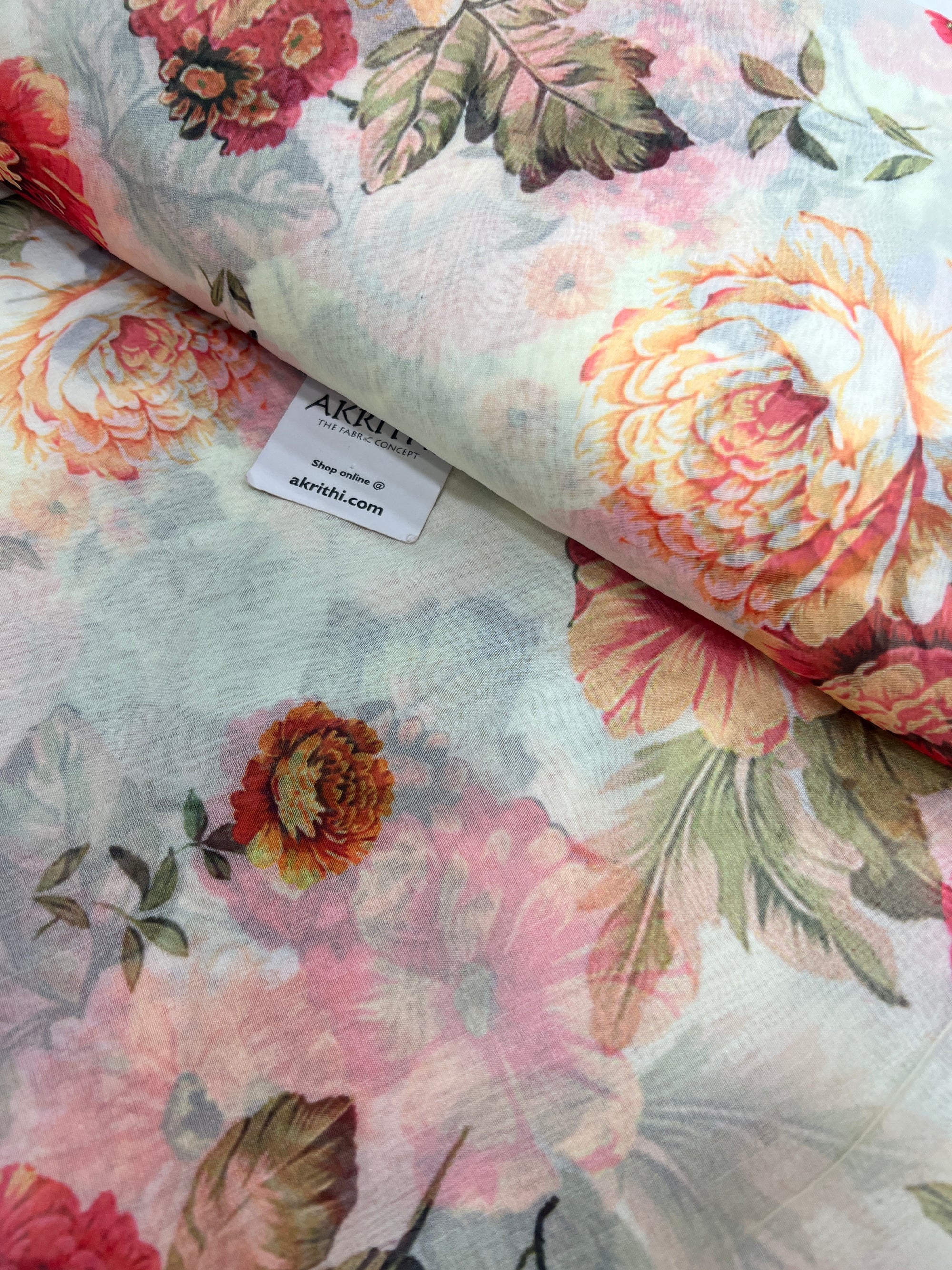Digital floral Printed organza fabric