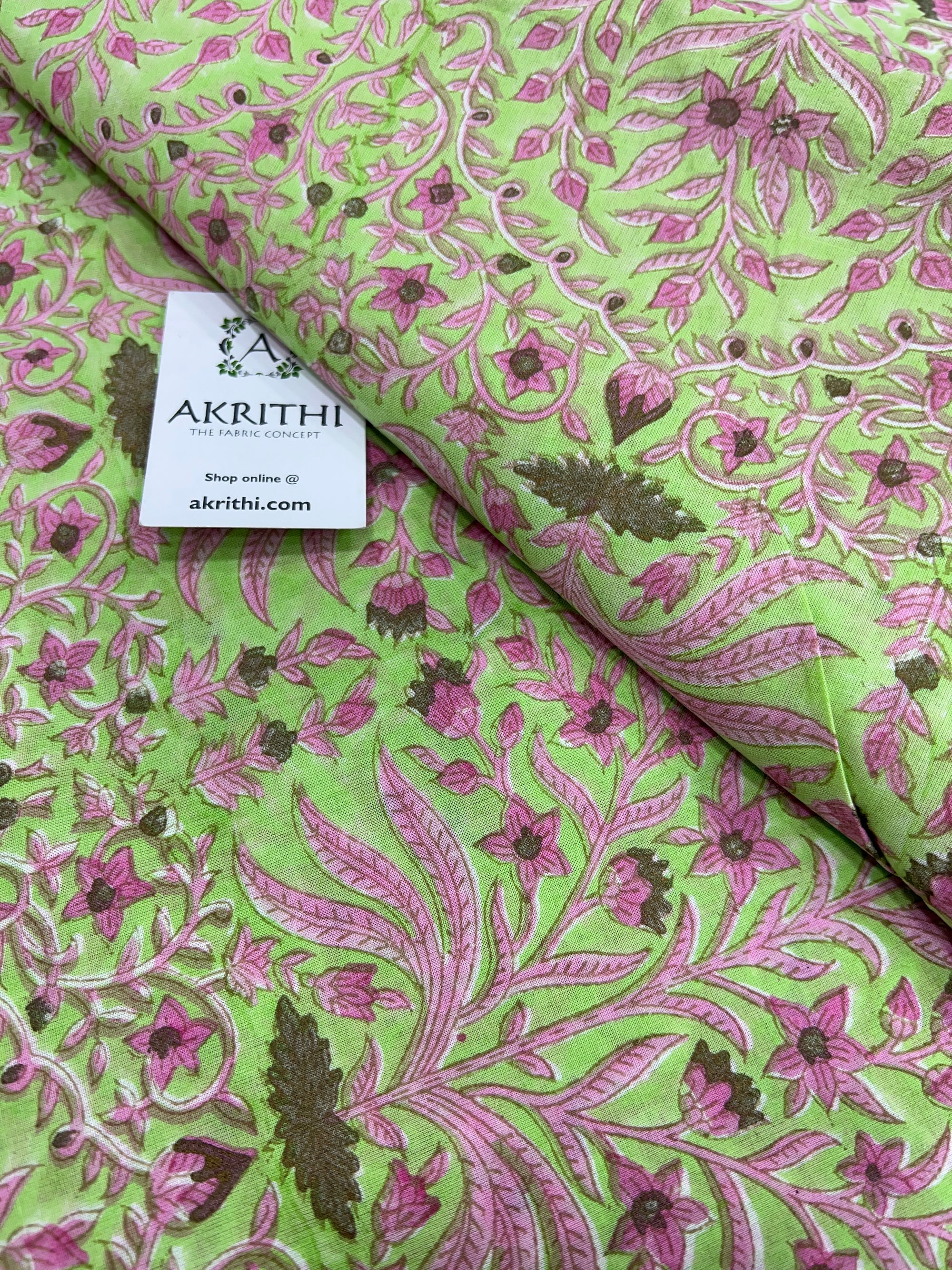 Hand block Printed pure mul cotton fabric