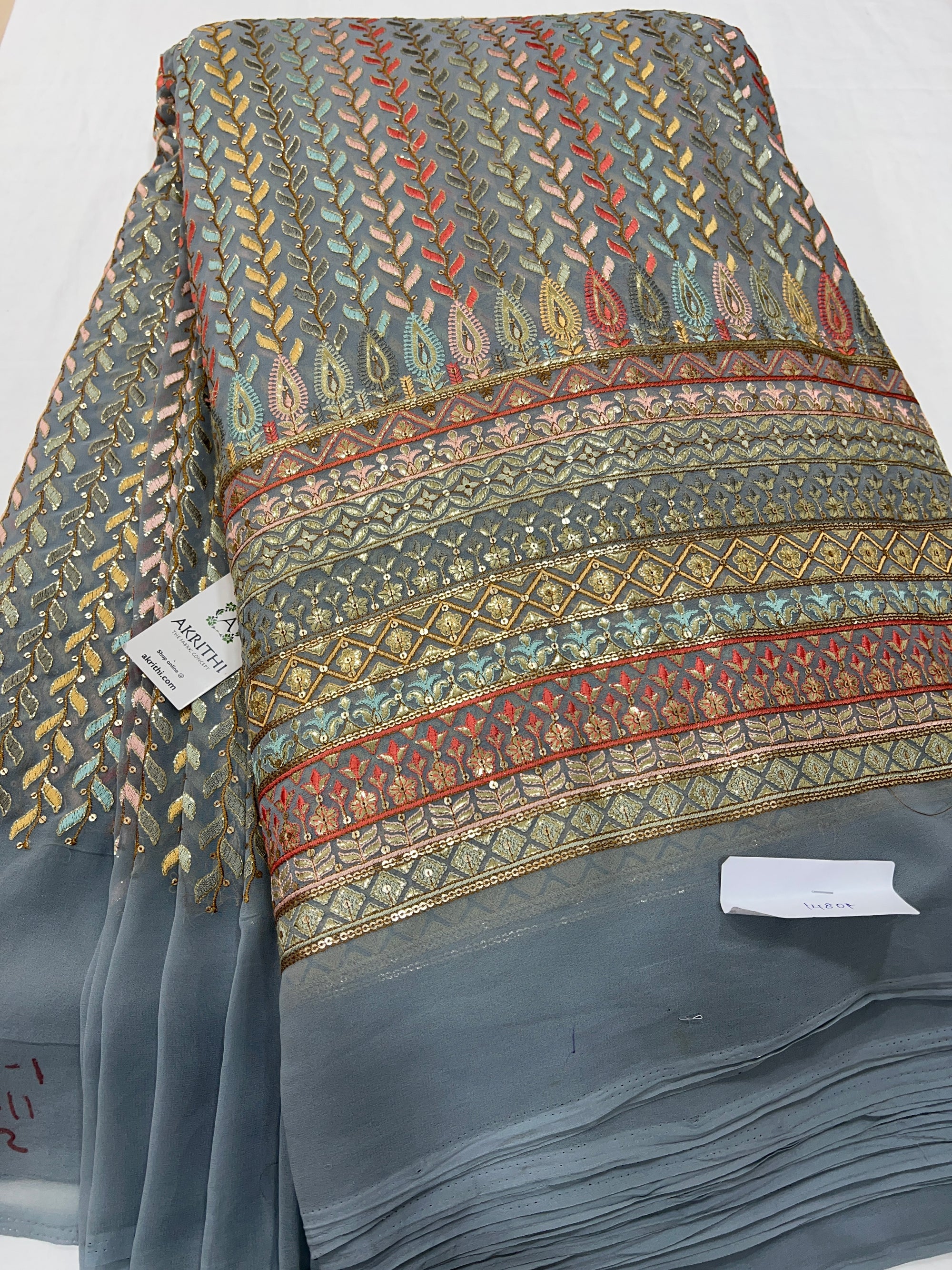 Heavy Embroidered georgette fabric