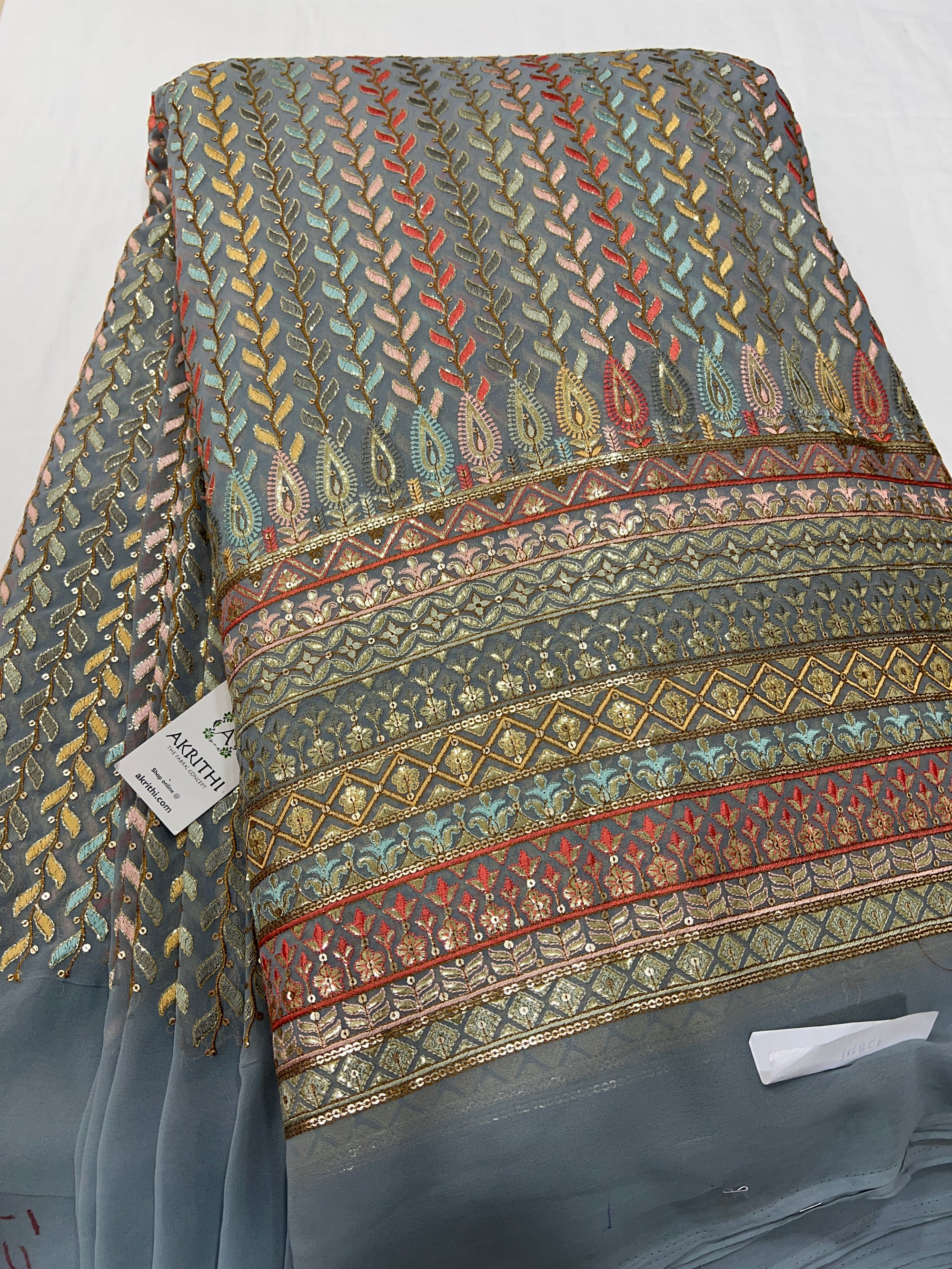 Heavy Embroidered georgette fabric