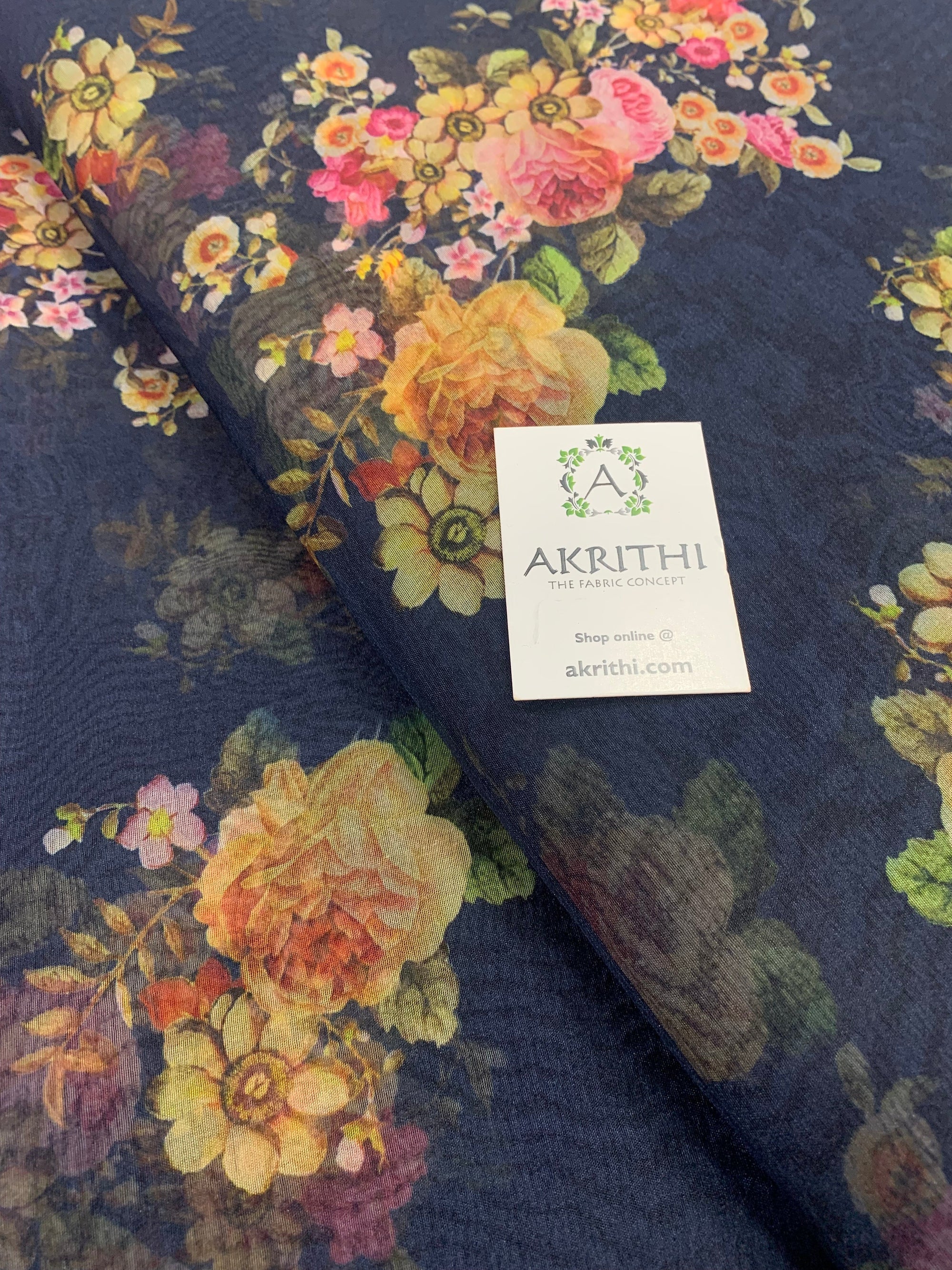 Digital floral Printed organza fabric