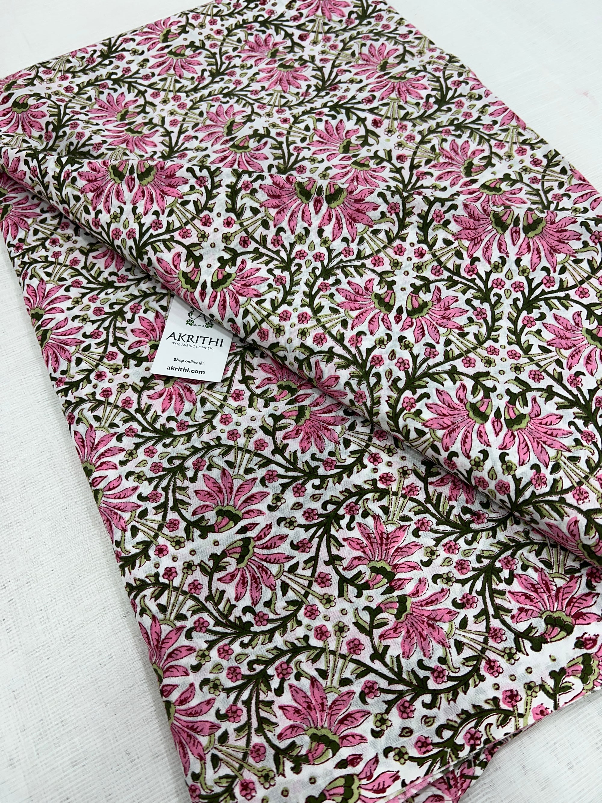 Hand block Printed pure mul cotton fabric