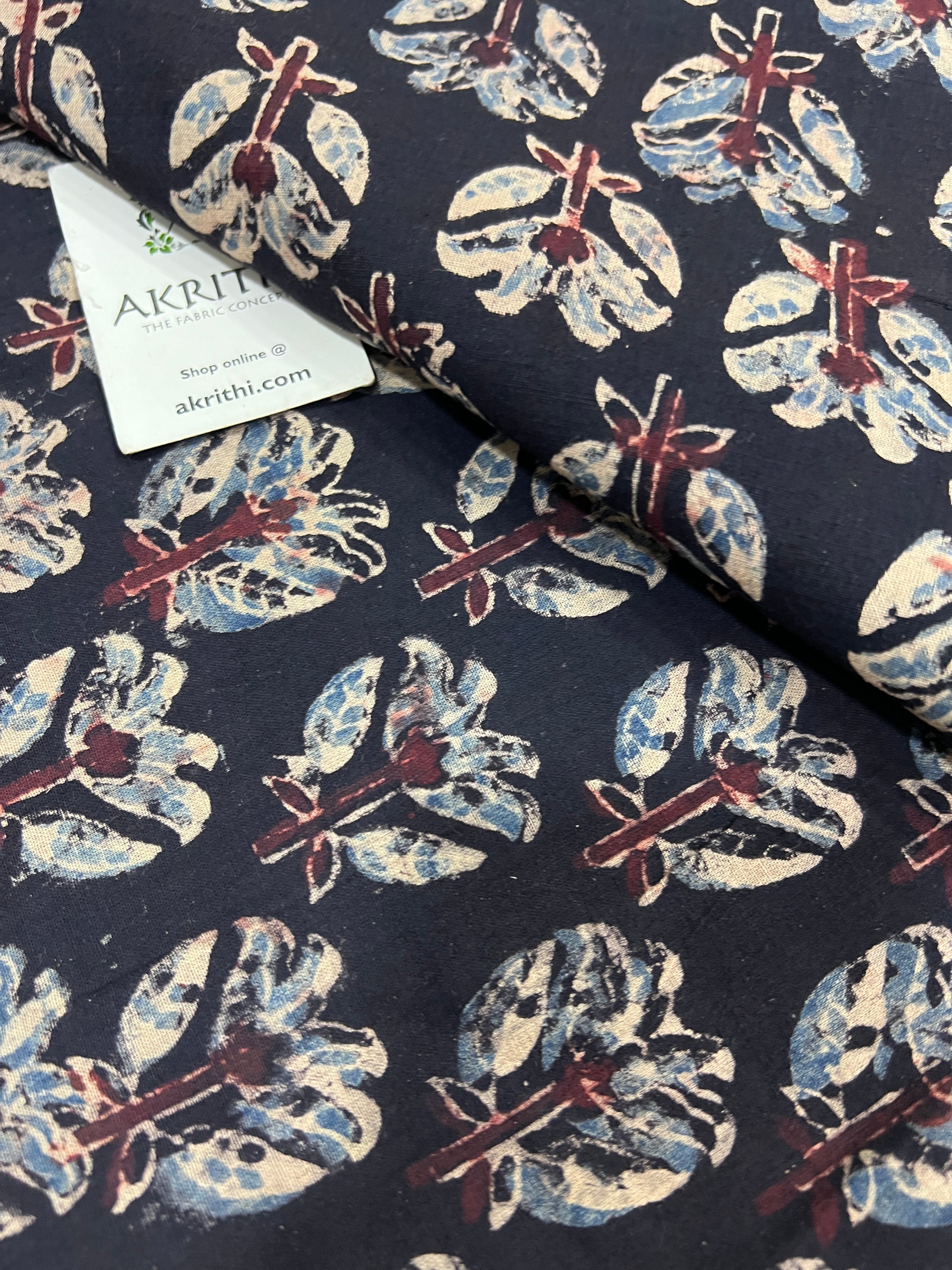 Ajrakh hand block printed pure cotton fabric