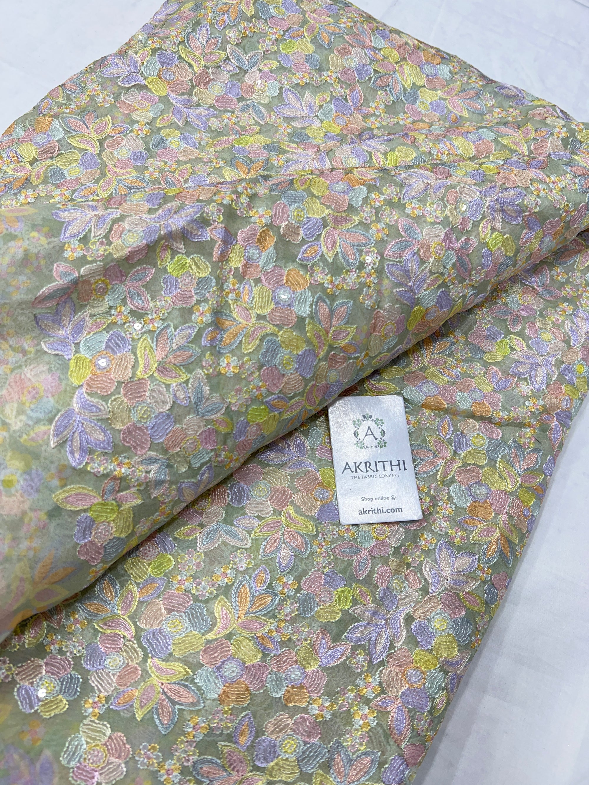 Embroidered organza fabric