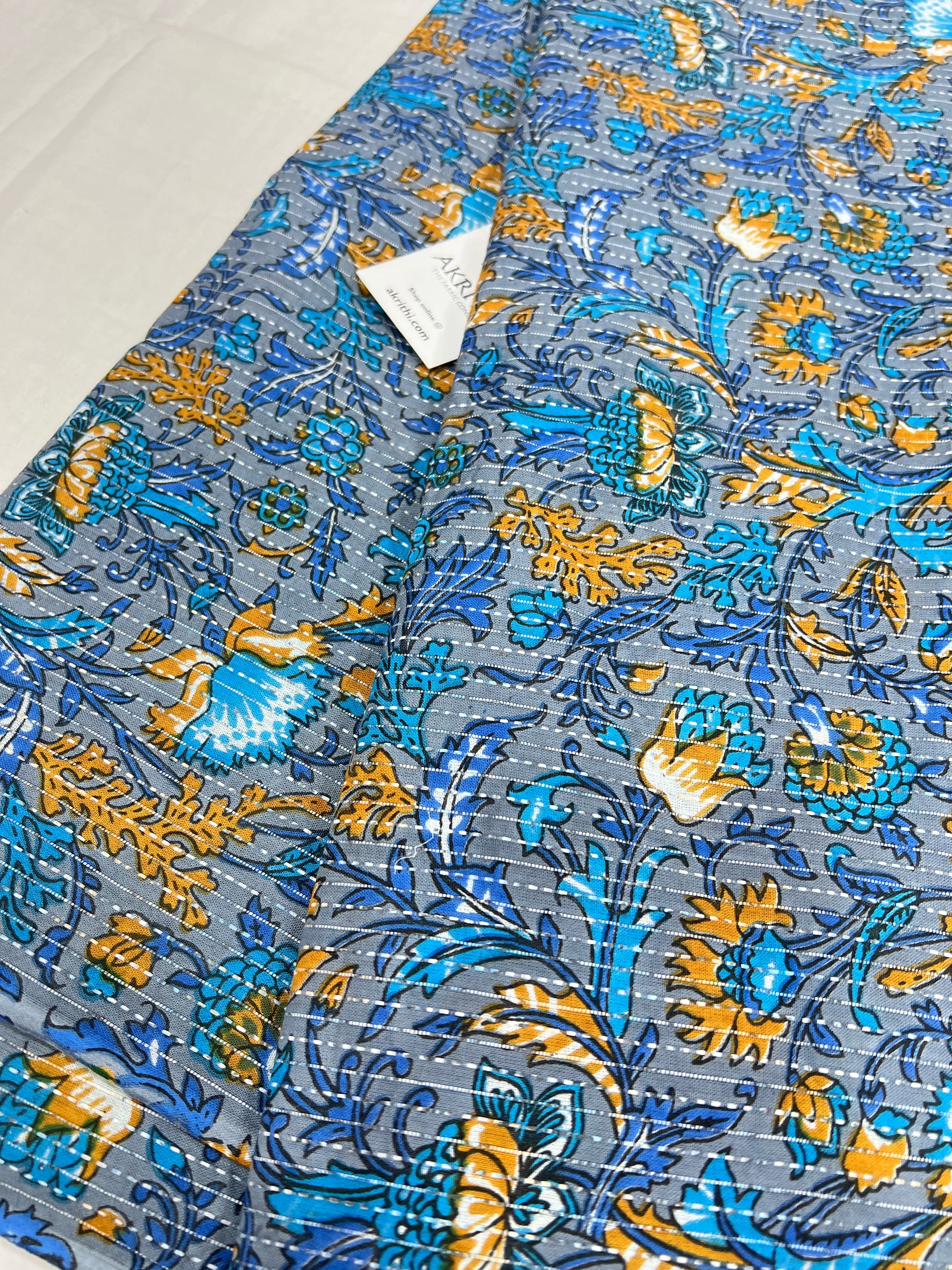 Printed Kantha pure cotton fabric