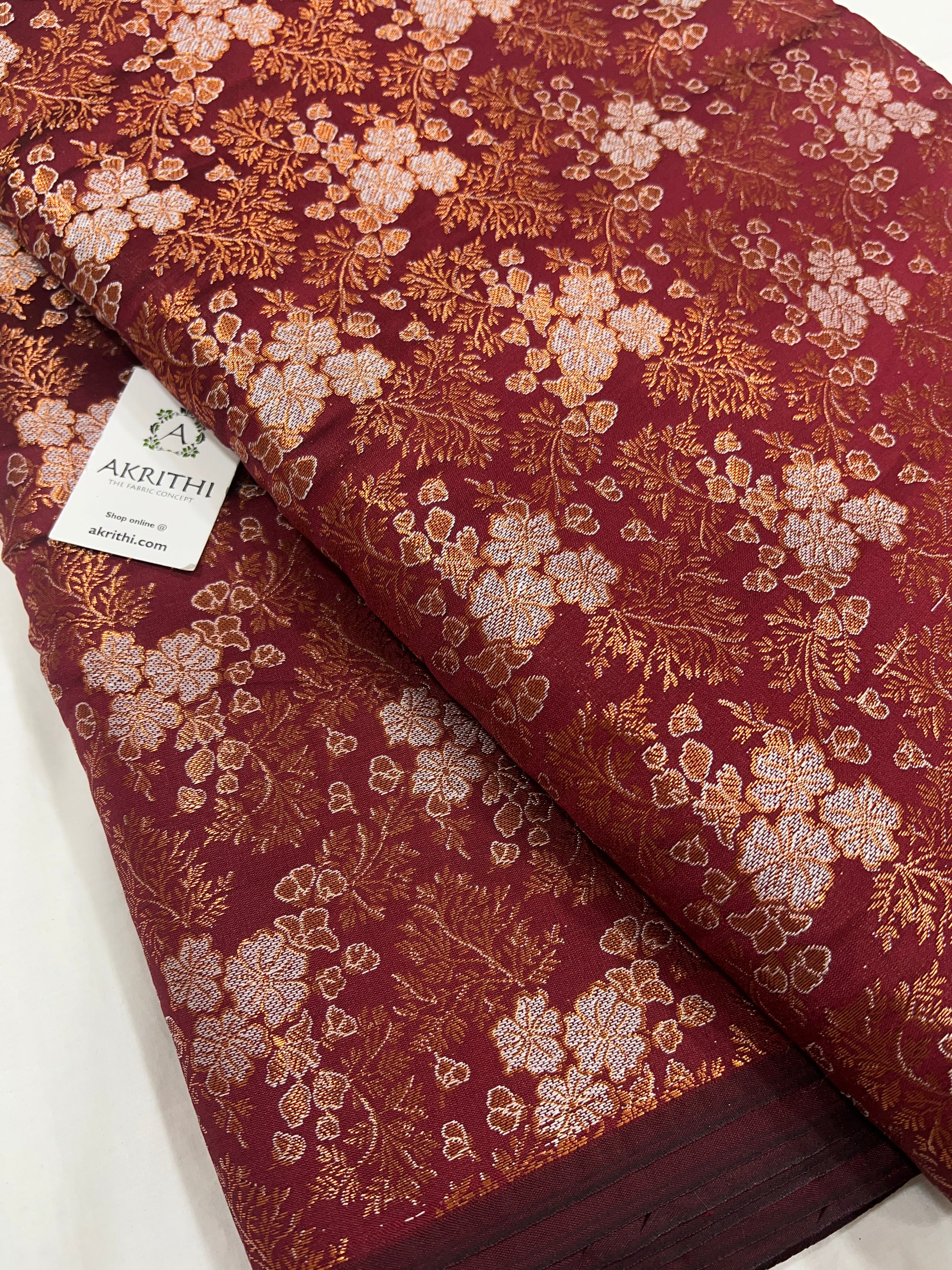 Banarasi brocade fabric with copper zari