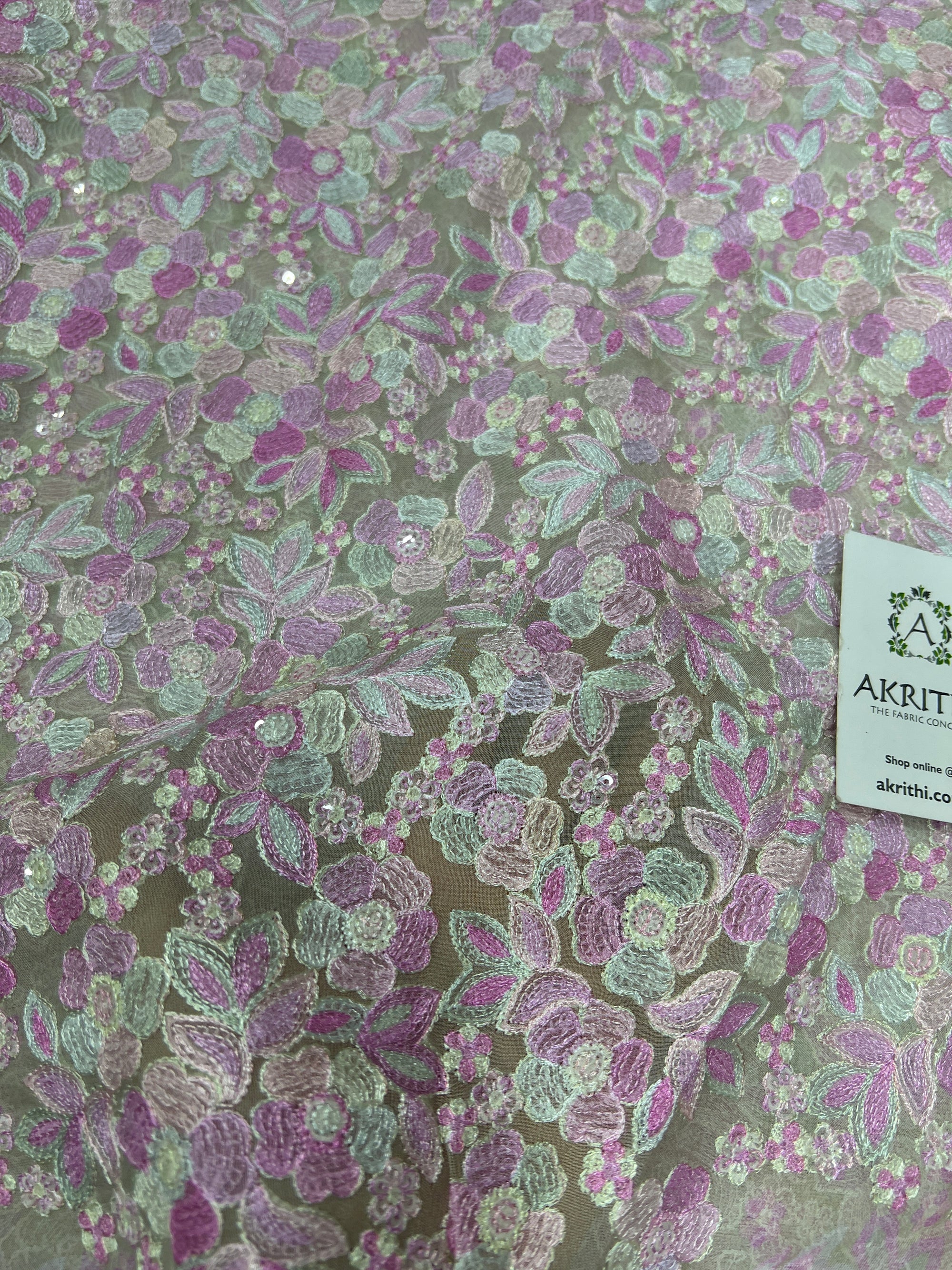 Embroidered organza fabric