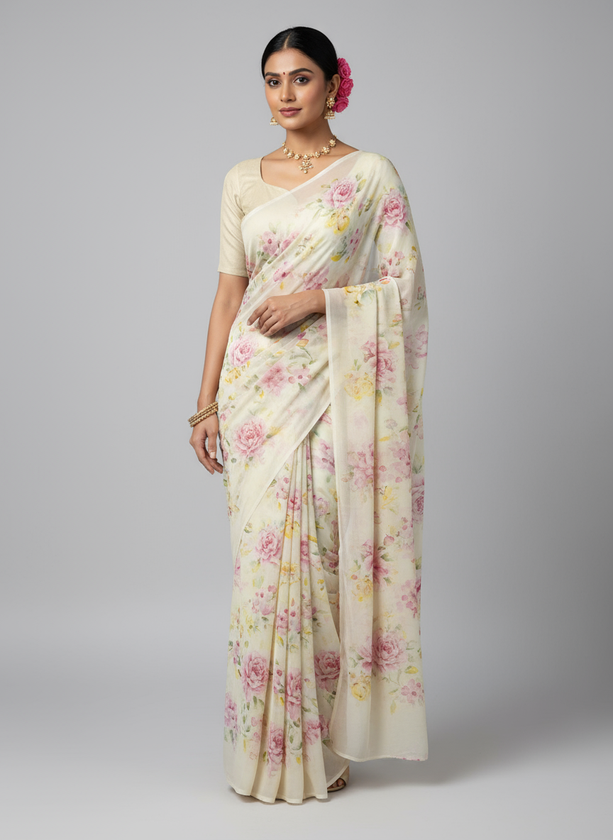 Digital Printed pure georgette saree
