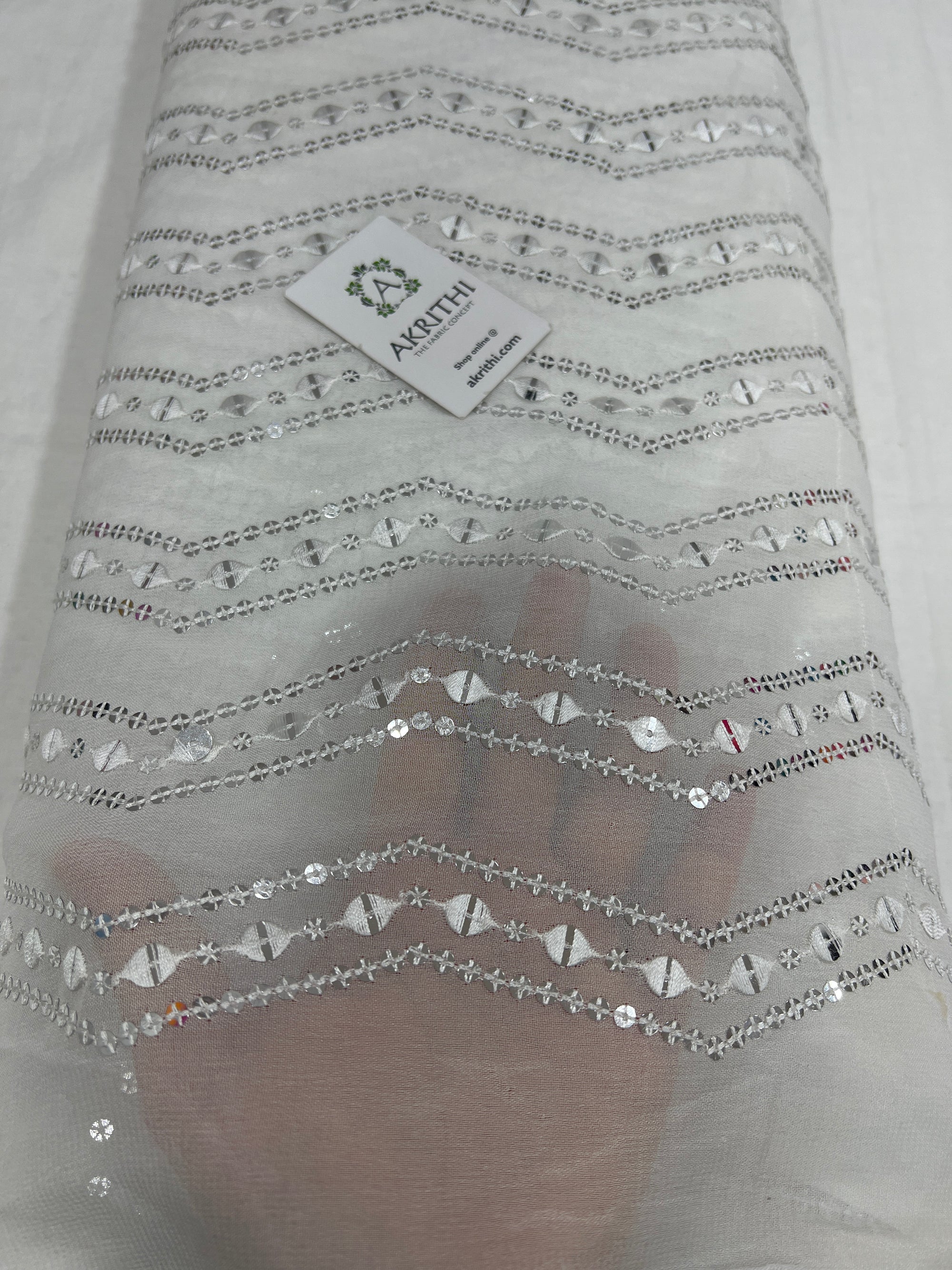 Dyeable Embroidered Georgette fabric