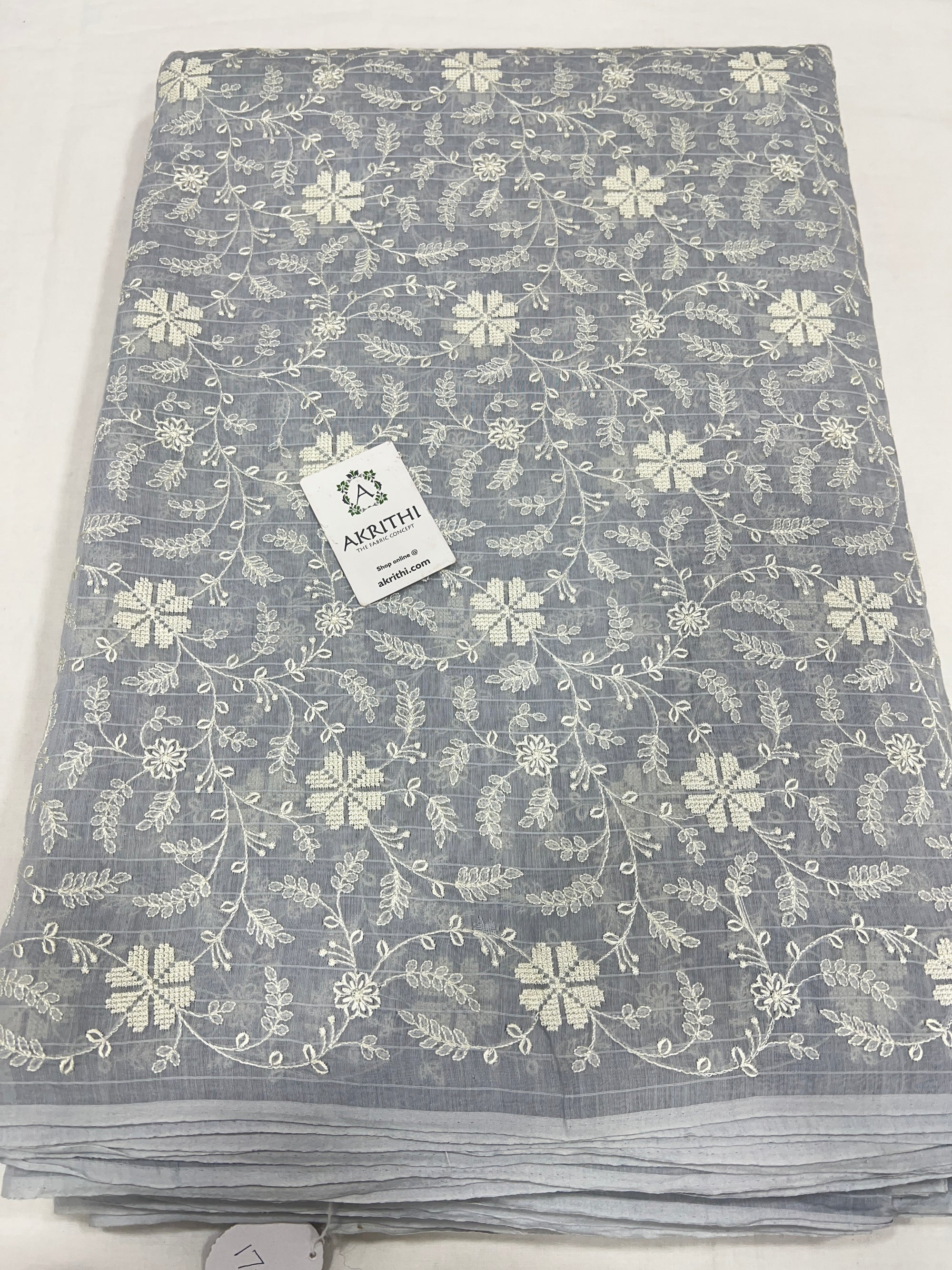 HANDLOOM MUL CHANDERI EMBROIDERED FABRIC