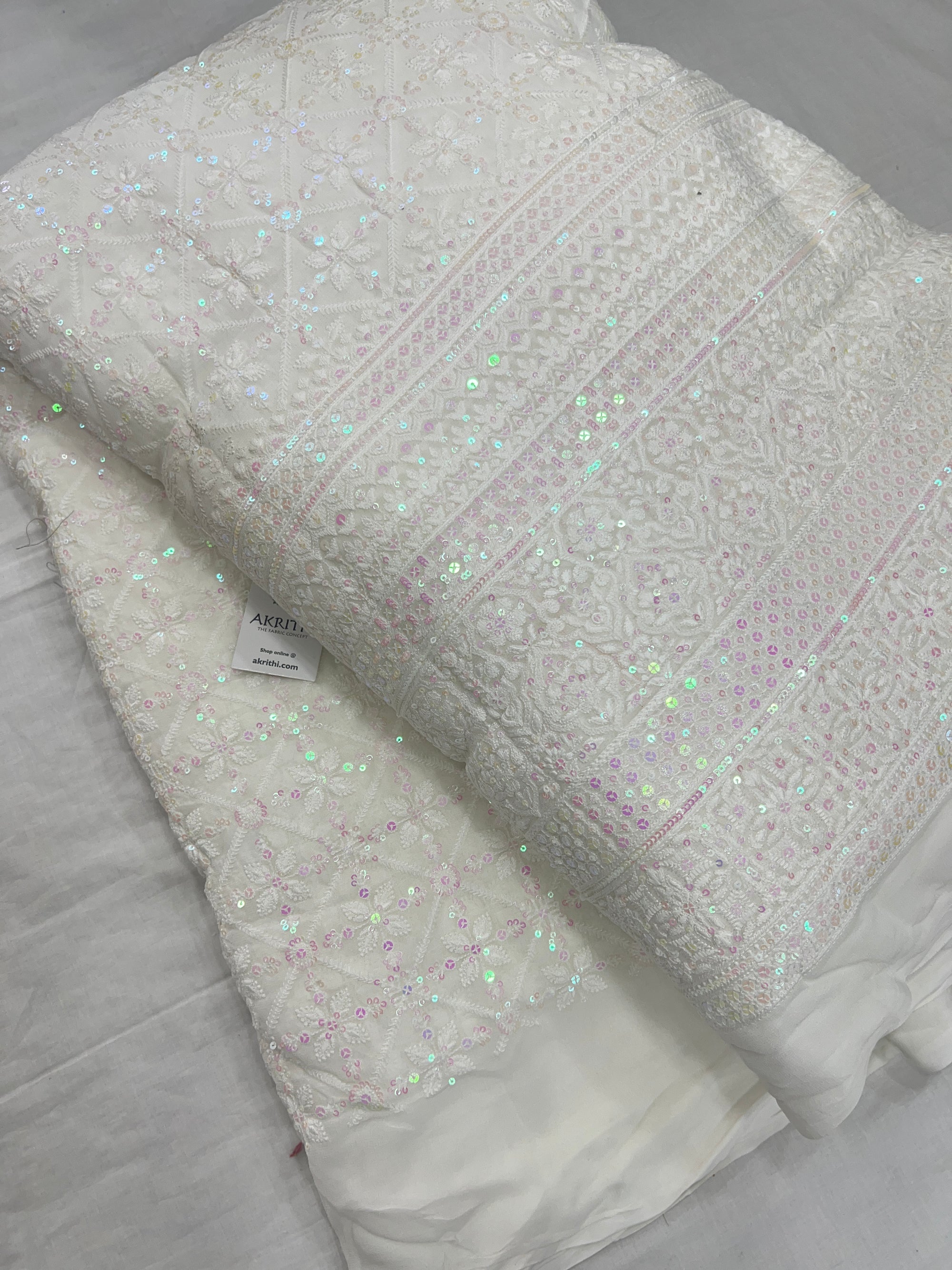 Dyeable Heavy Embroidered georgette fabric