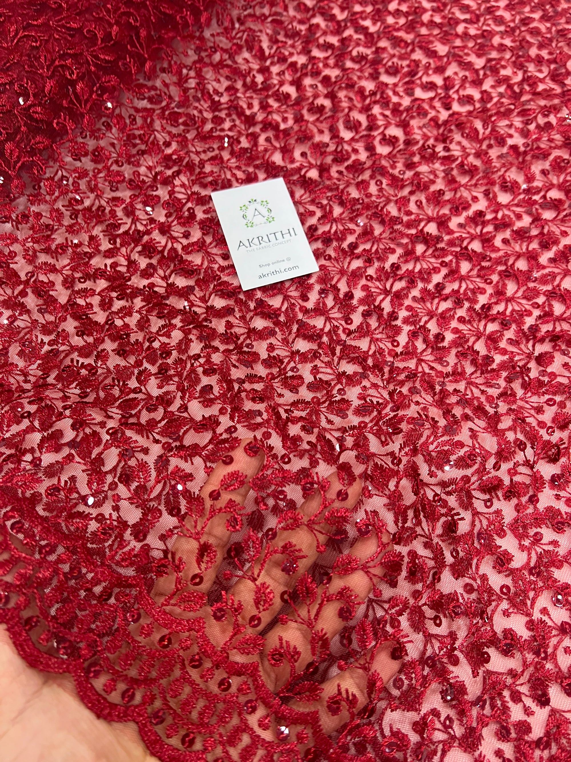 Self Embroidered net fabric