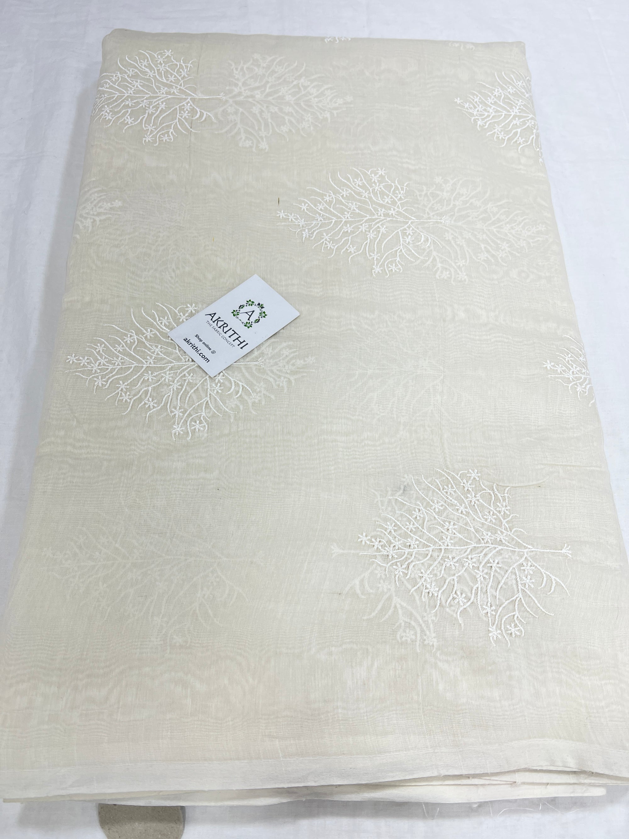 HANDLOOM MUL CHANDERI EMBROIDERED FABRIC