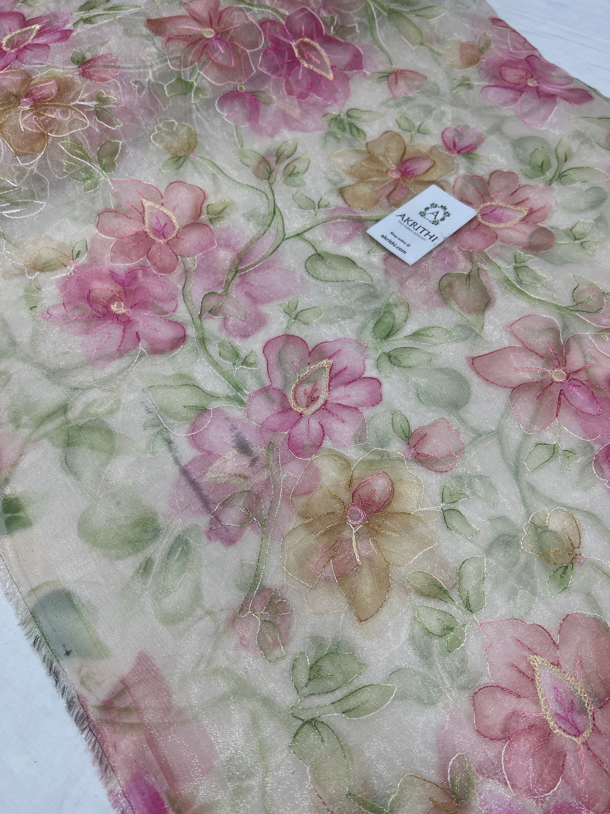 Embroidered organza fabric
