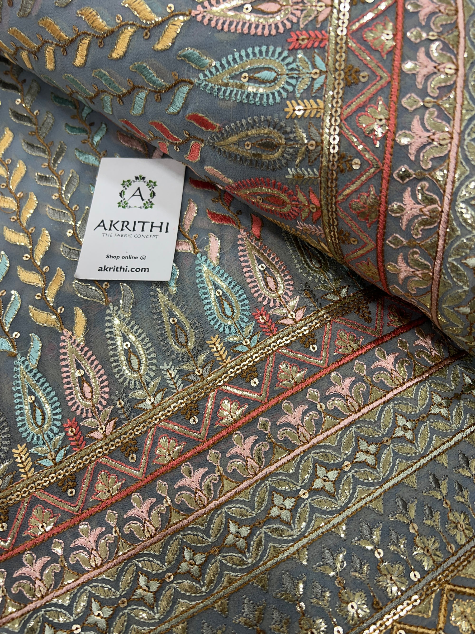 Heavy Embroidered georgette fabric