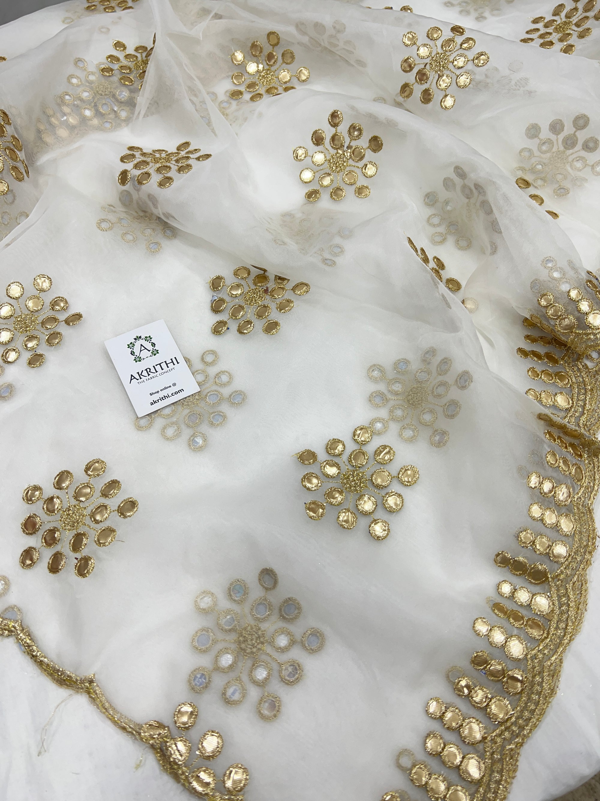 Dyeable Embroidered organza dupatta