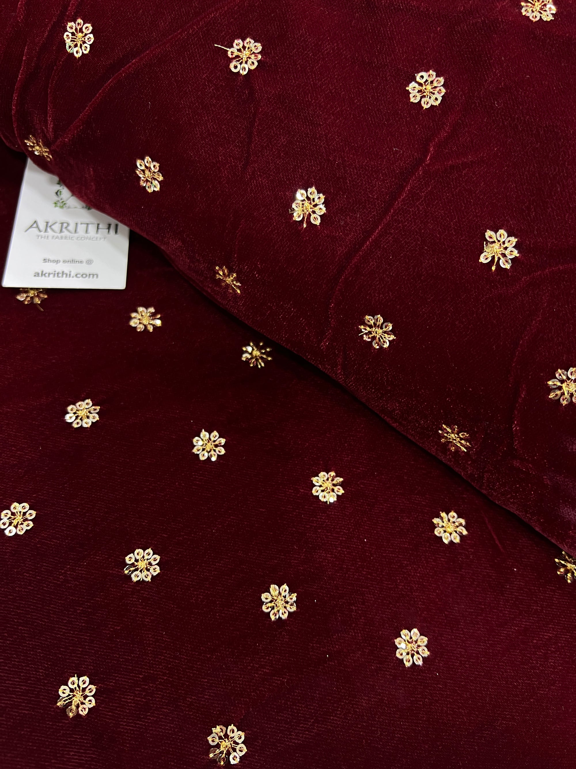Embroidery on micro velvet fabric