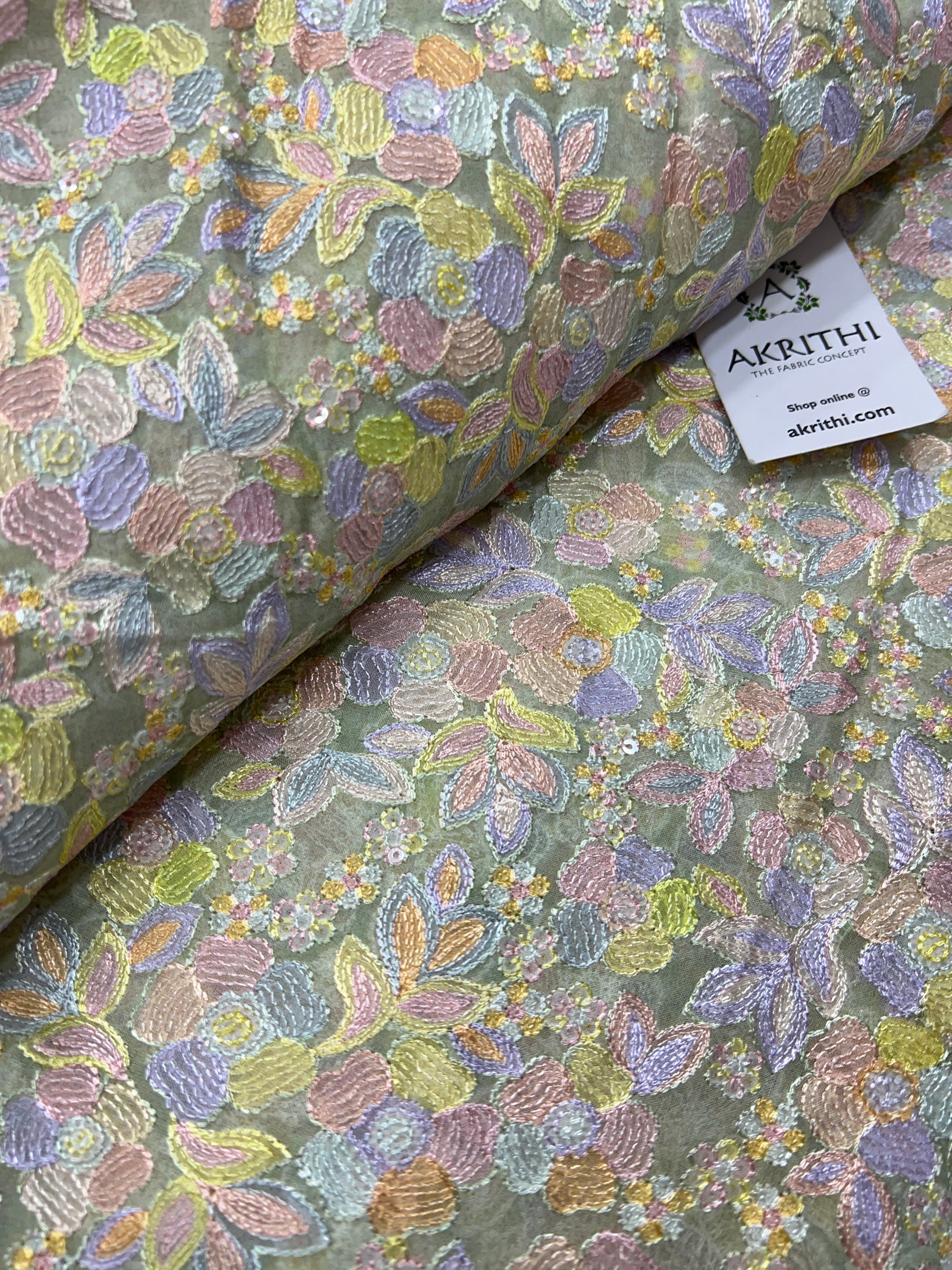 Embroidered organza fabric