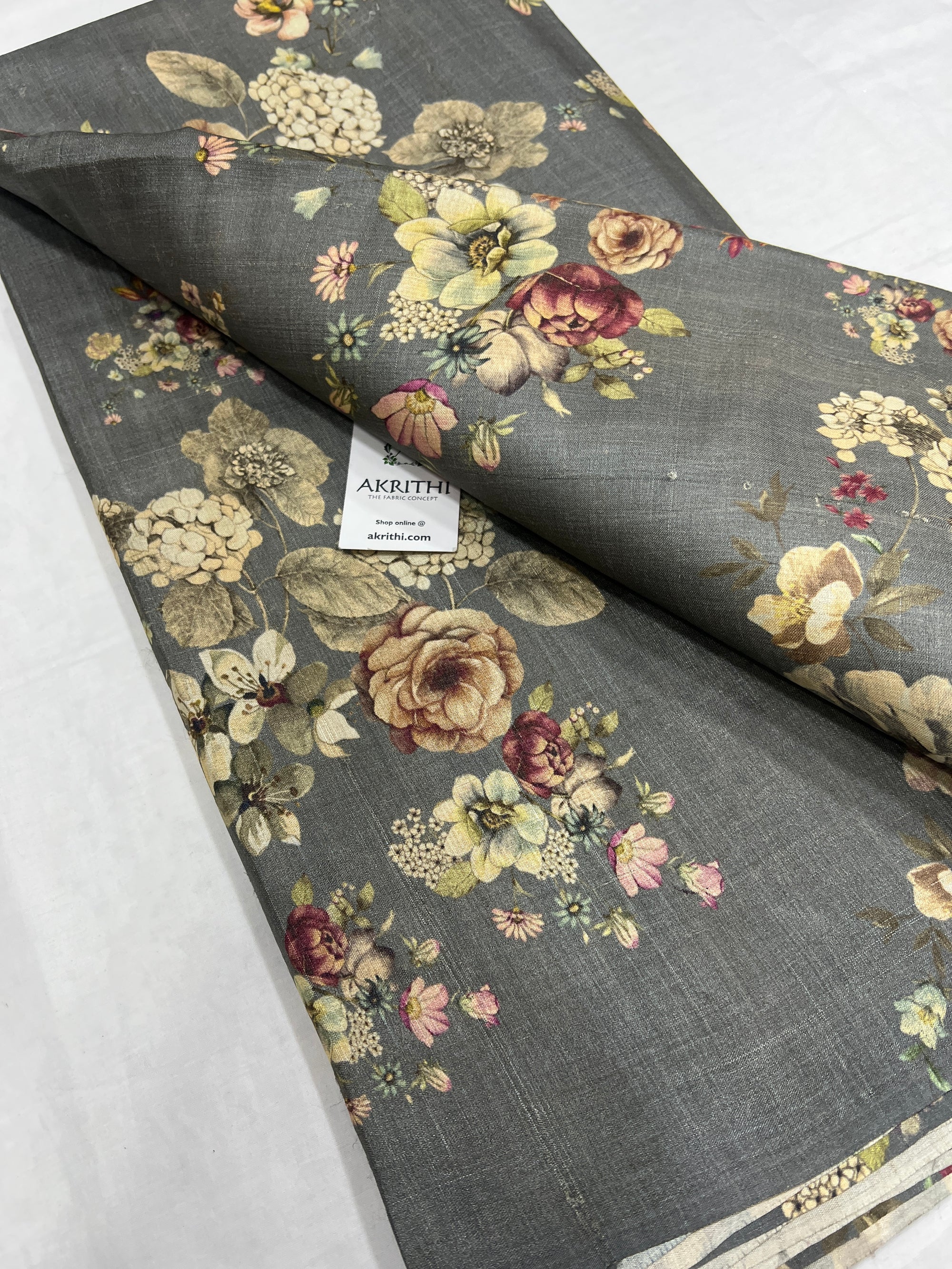Digital Printed handloom pure tussar silk fabric