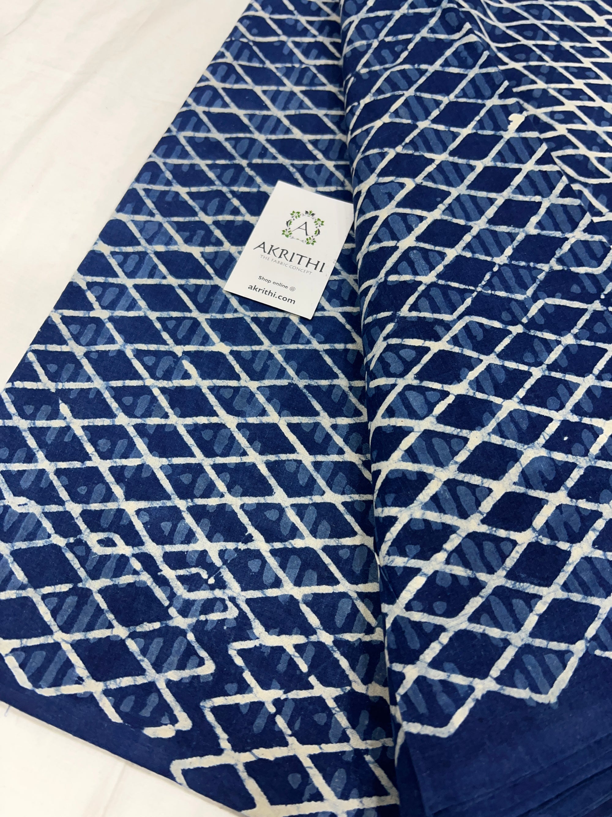 Indigo Printed pure cotton fabric