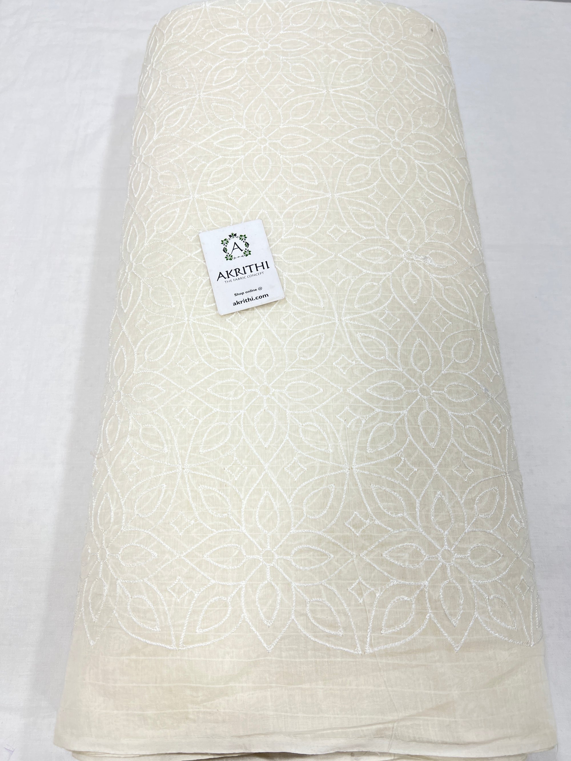 HANDLOOM MUL CHANDERI EMBROIDERED FABRIC