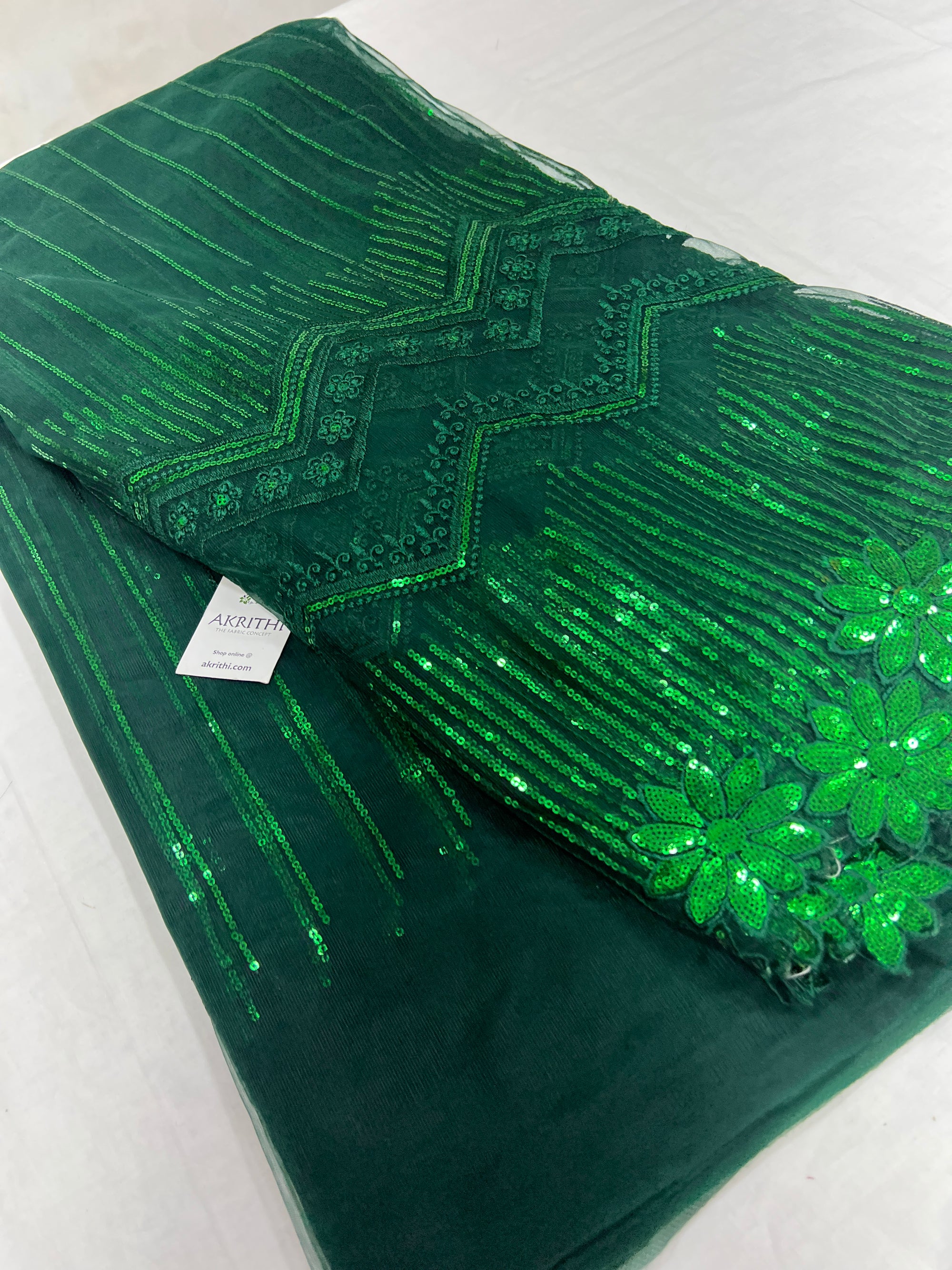 Embroidered net fabric