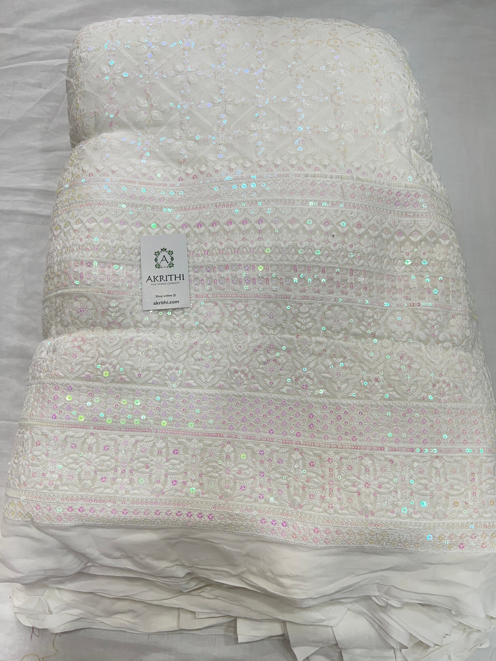 Dyeable Heavy Embroidered georgette fabric