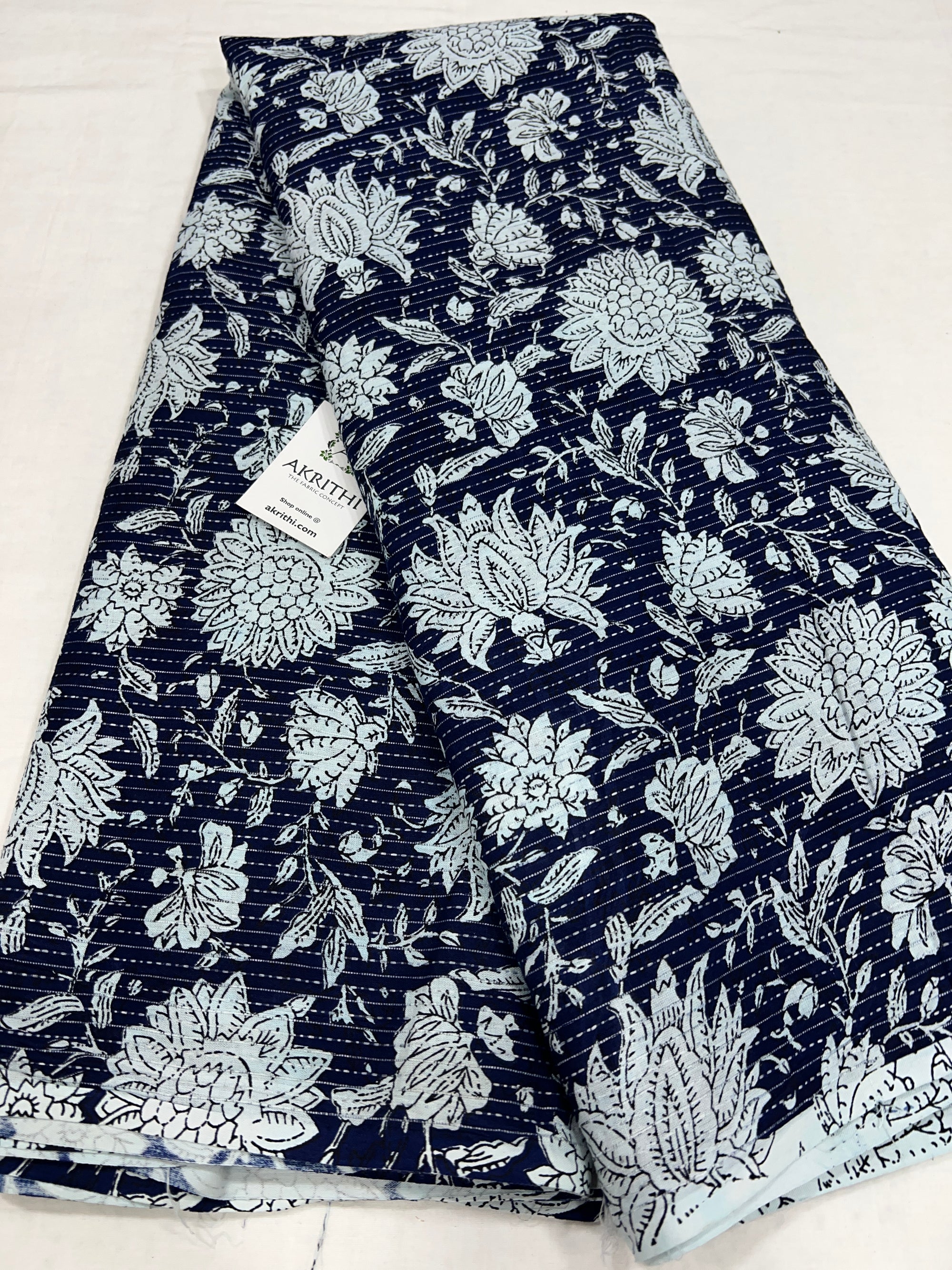 Printed Kantha pure cotton fabric