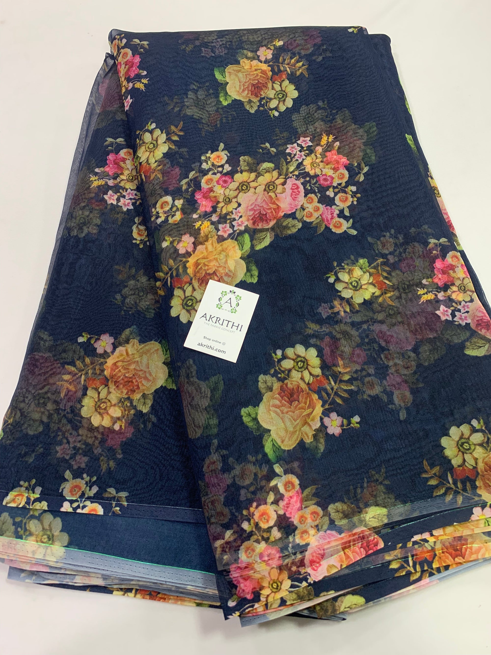 Digital floral Printed organza fabric