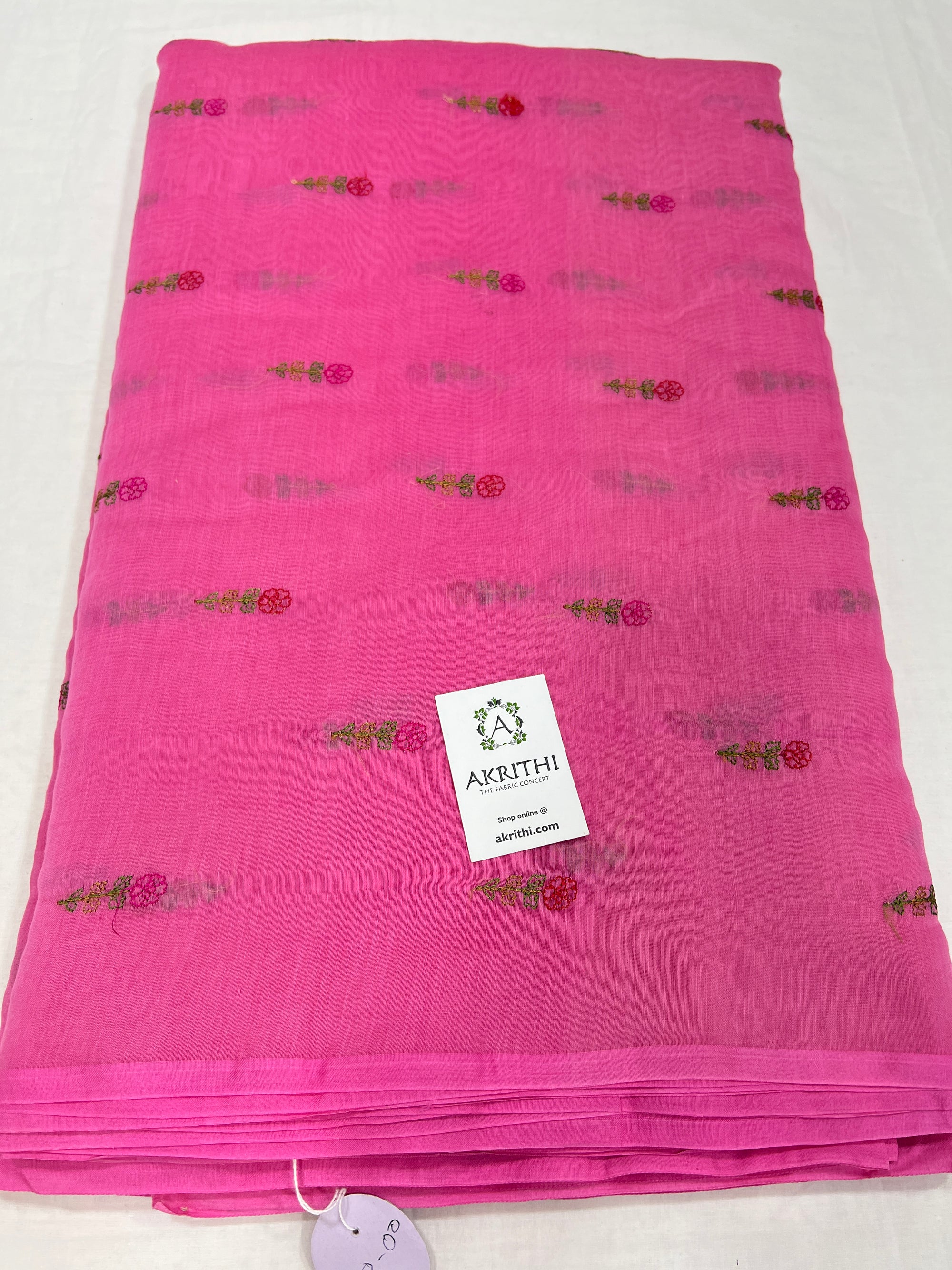 HANDLOOM MUL CHANDERI EMBROIDERED FABRIC
