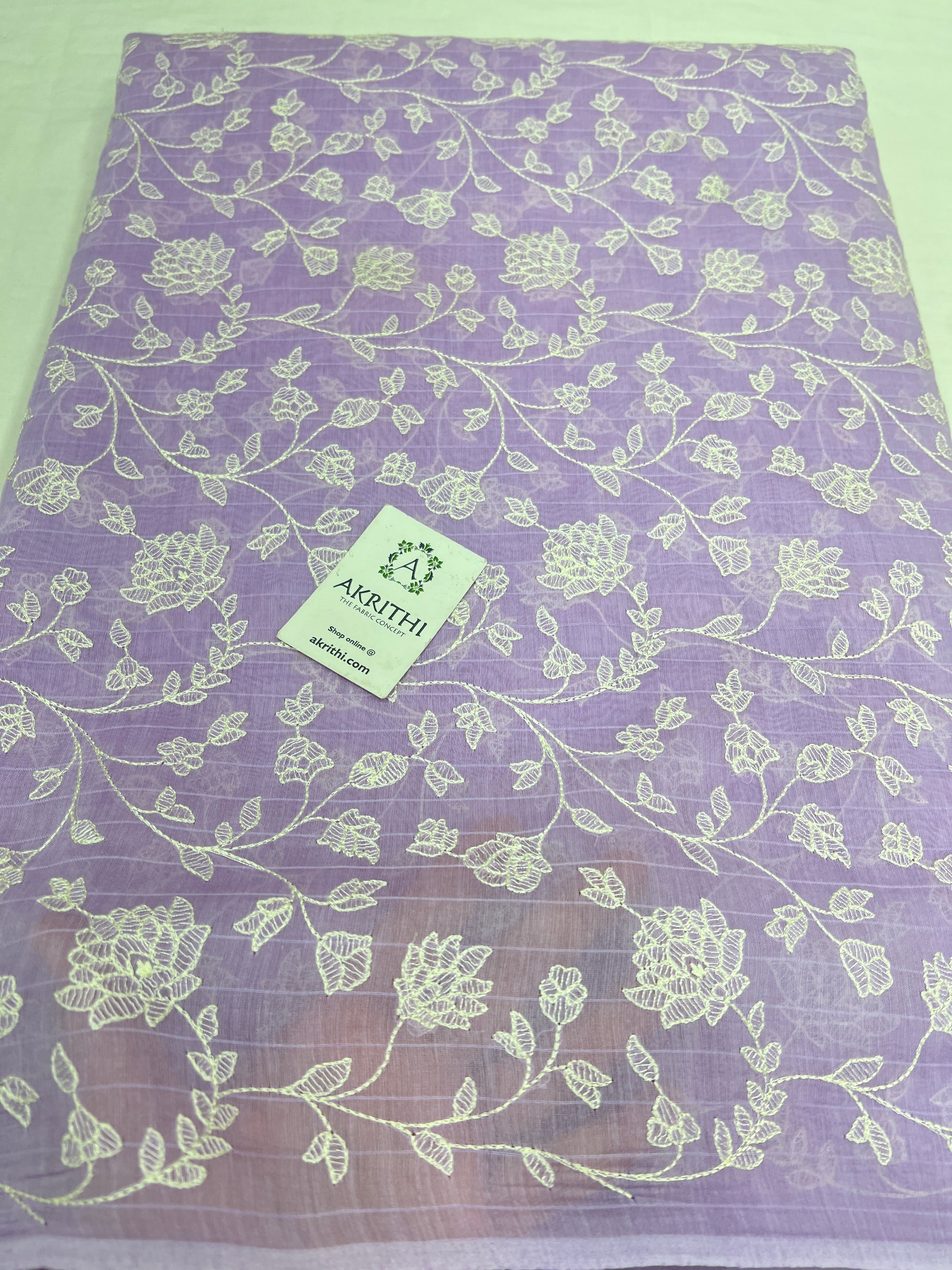 HANDLOOM MUL CHANDERI EMBROIDERED FABRIC